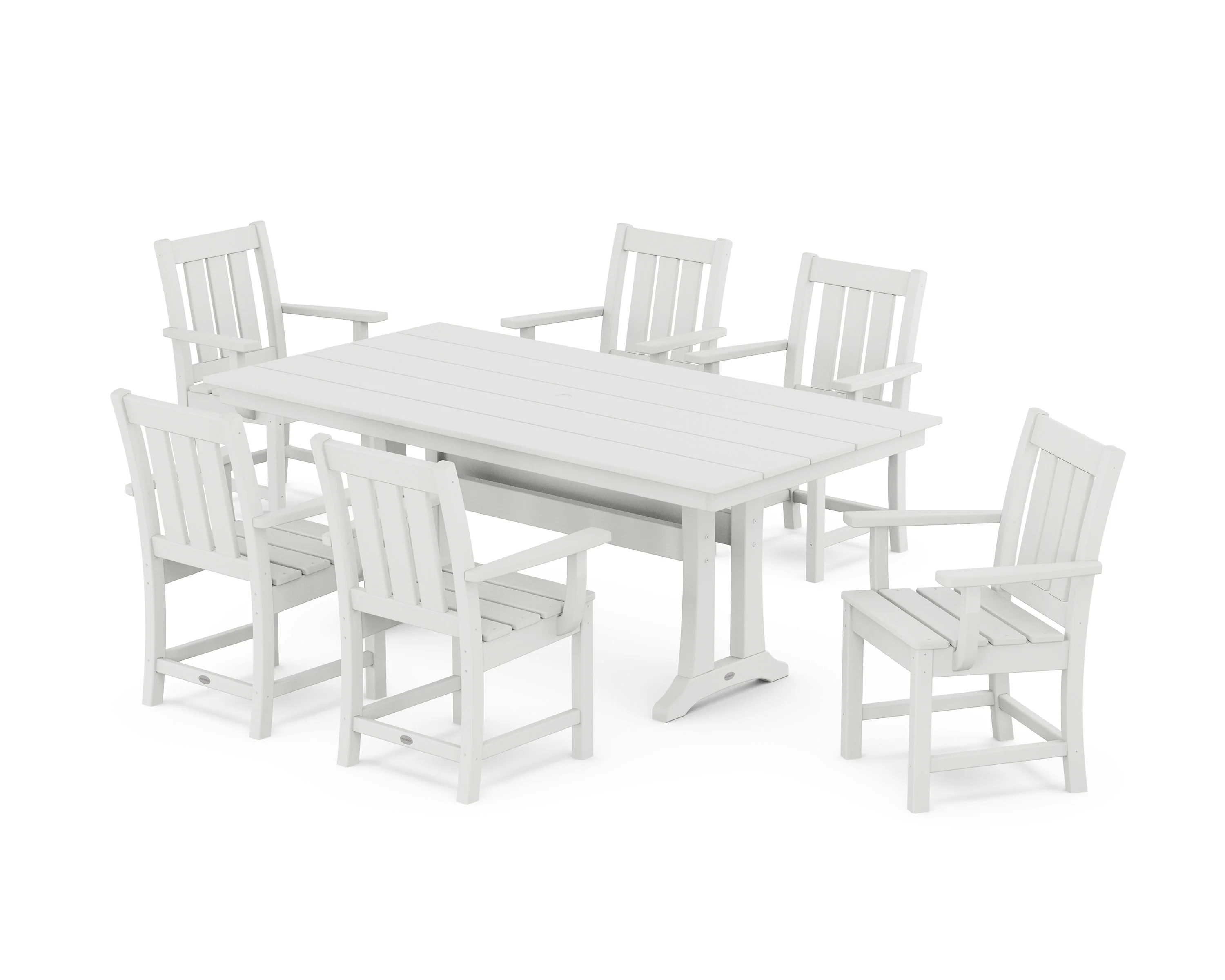 Oxford Arm Chair 7-Piece Farmhouse Dining Set with Trestle Legs - Image 9