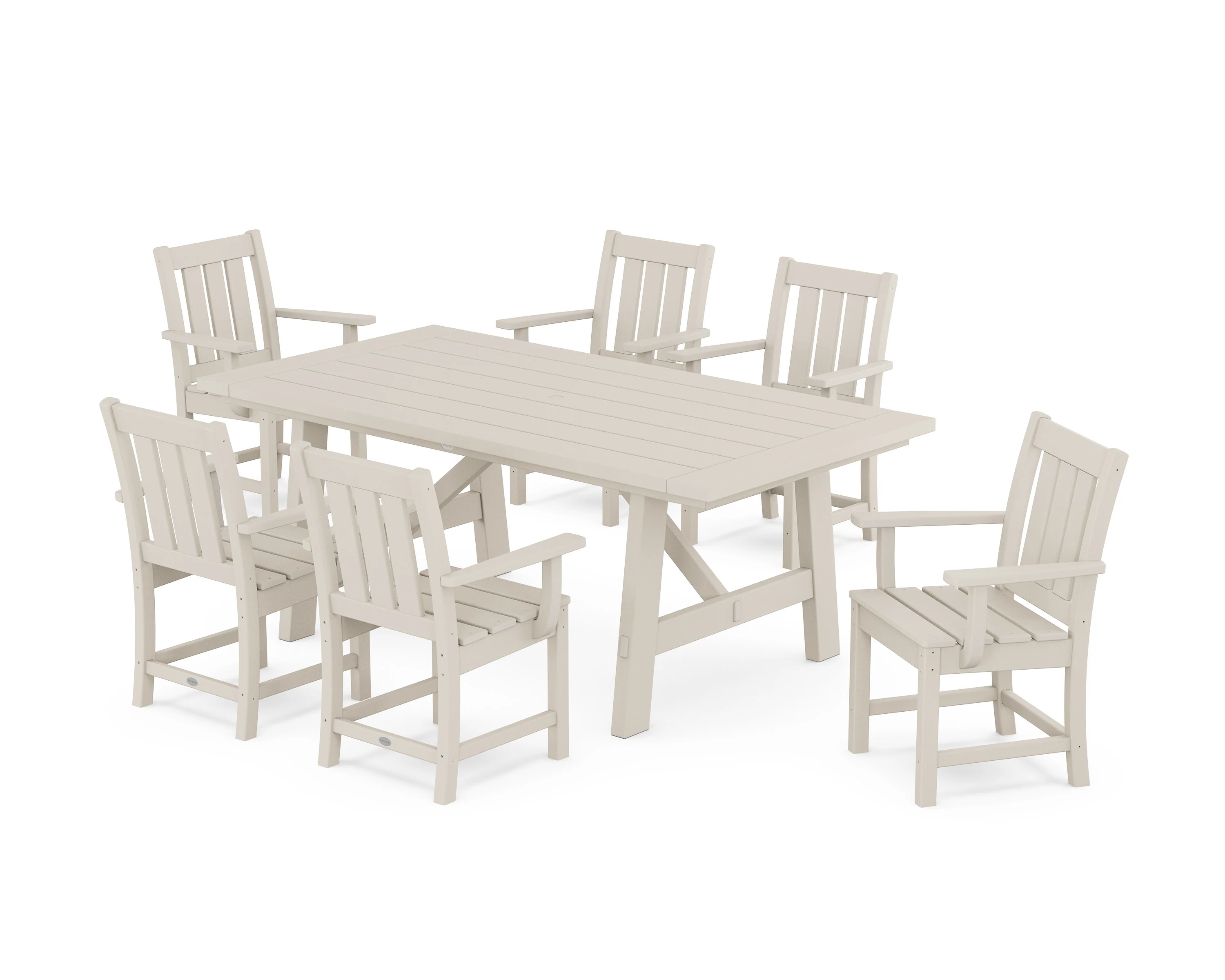Oxford Arm Chair 7-Piece Rustic Farmhouse Dining Set - Image 7