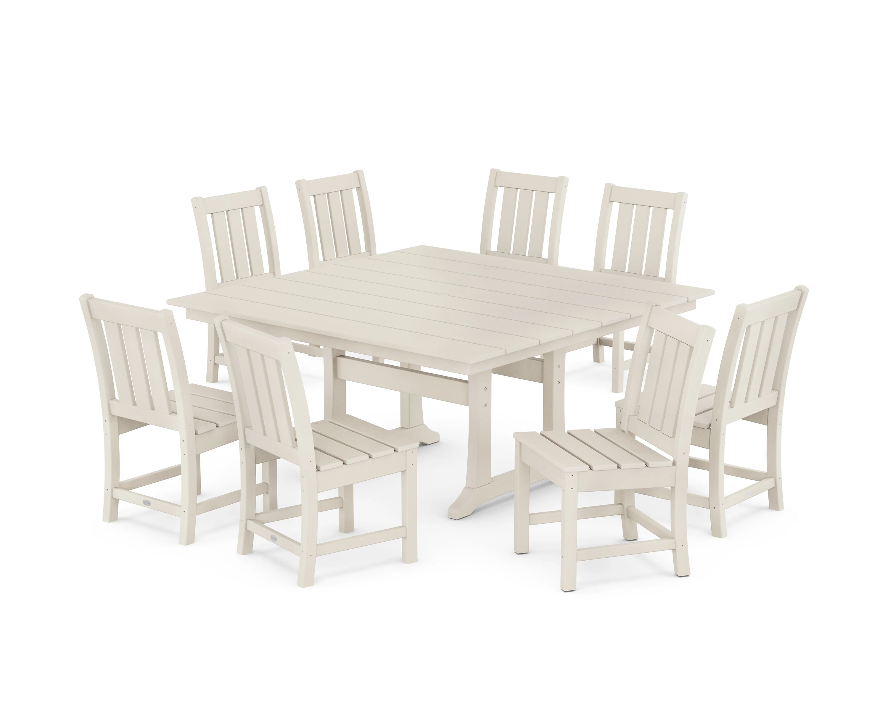 Oxford Side Chair 9-Piece Square Farmhouse Dining Set with Trestle Legs - Image 5