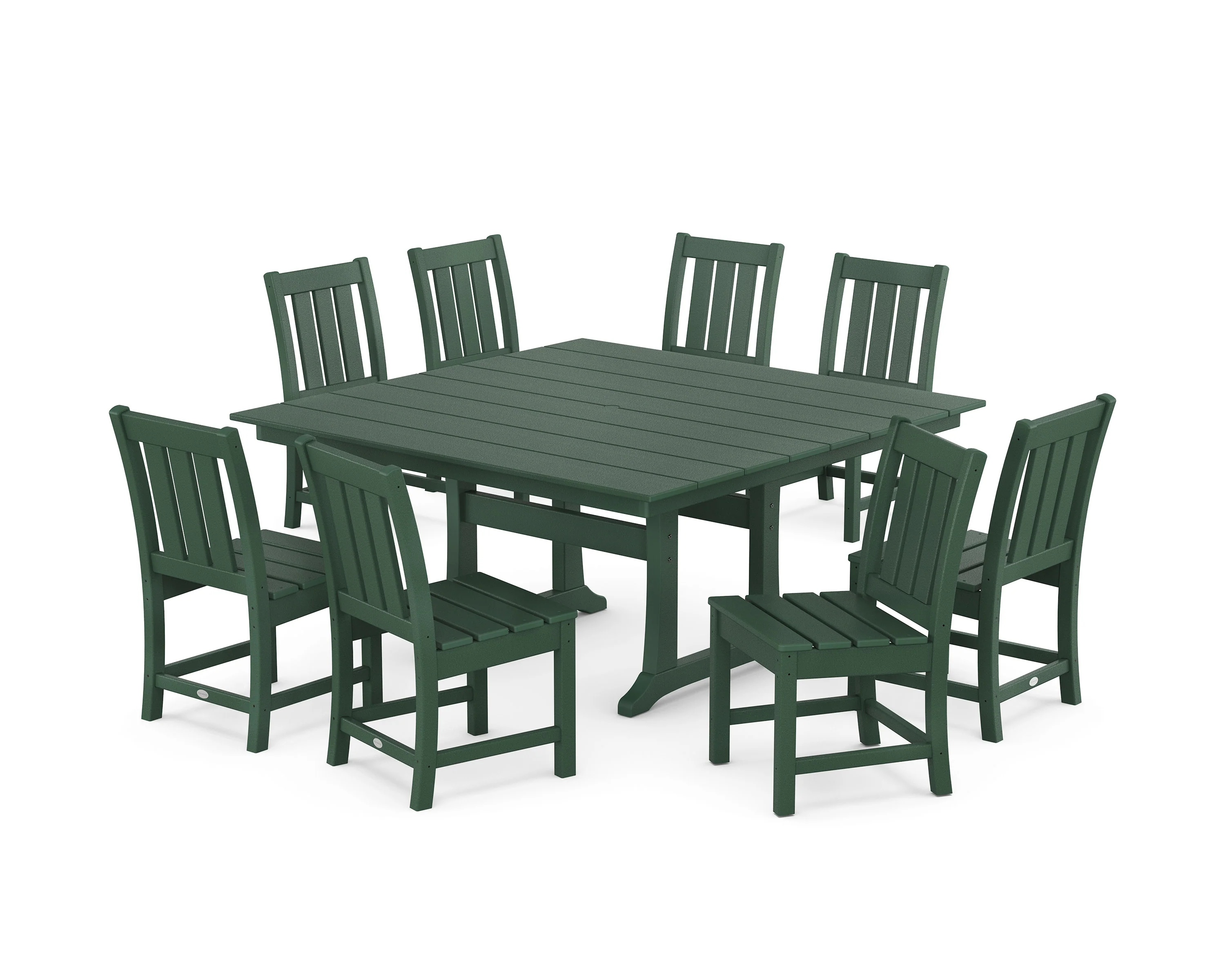 Oxford Side Chair 9-Piece Square Farmhouse Dining Set with Trestle Legs - Image 9
