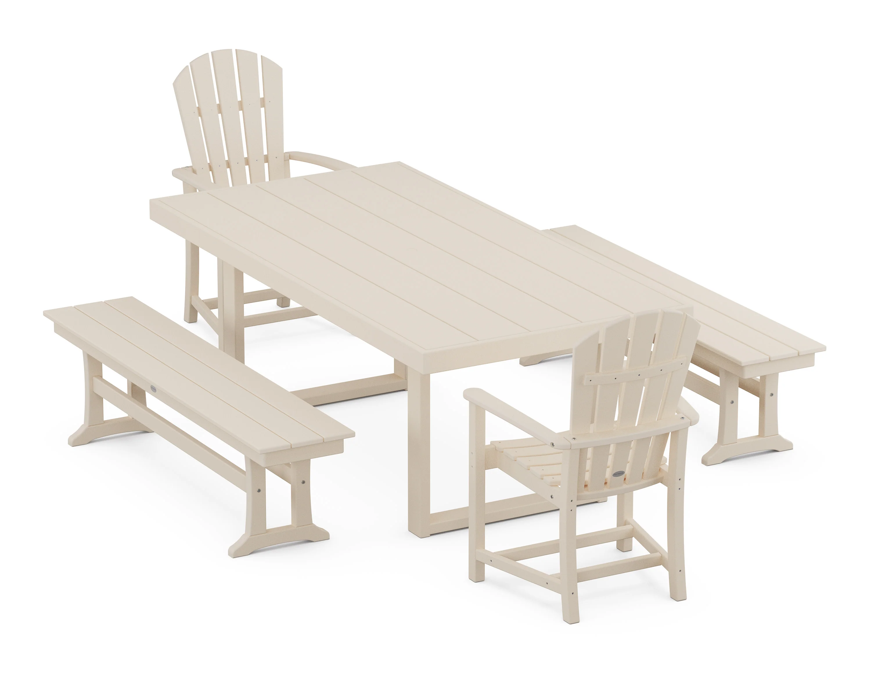 Palm Coast 5-Piece Dining Set with Benches - Image 8