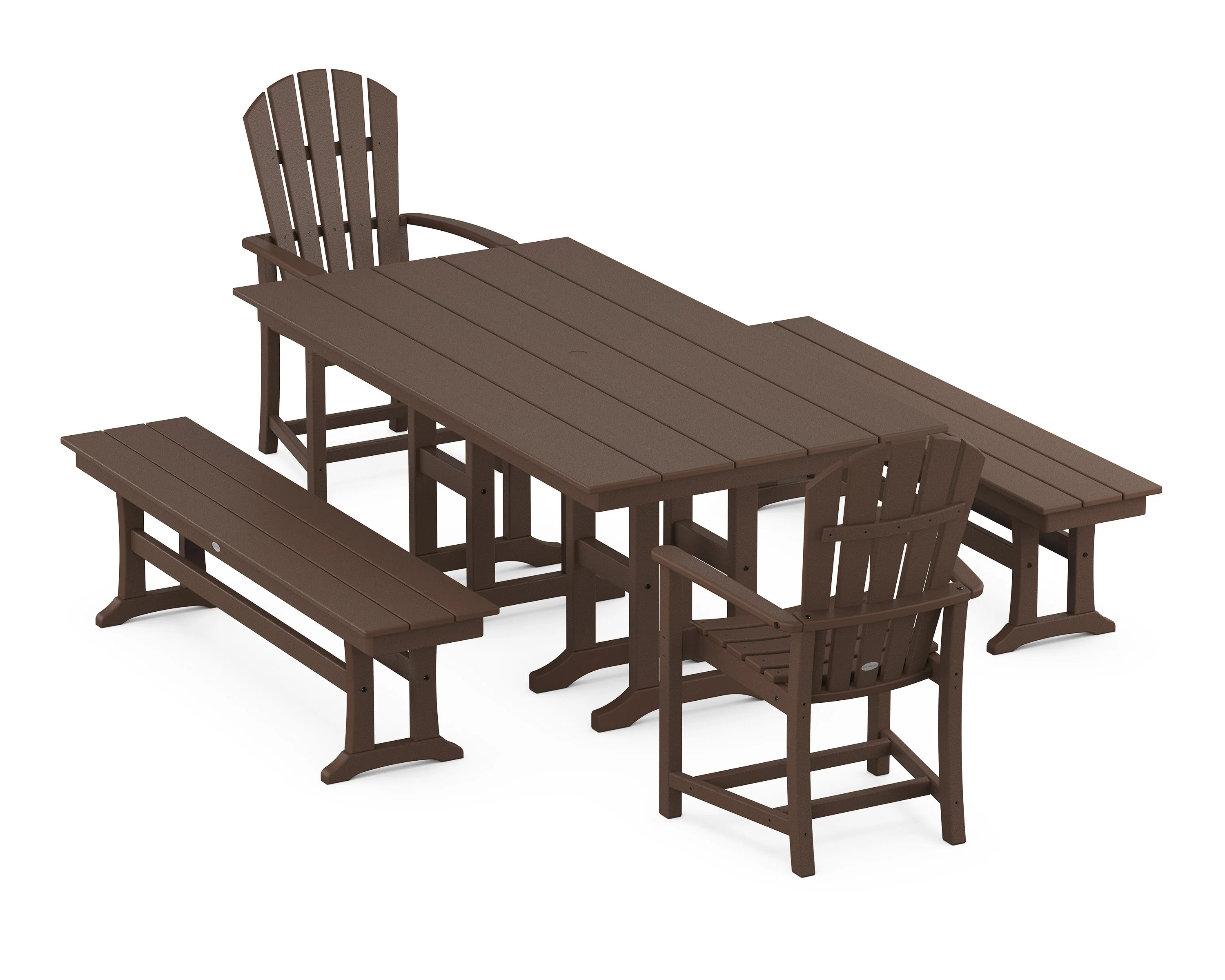 Palm Coast 5-Piece Farmhouse Dining Set with Benches - Image 4