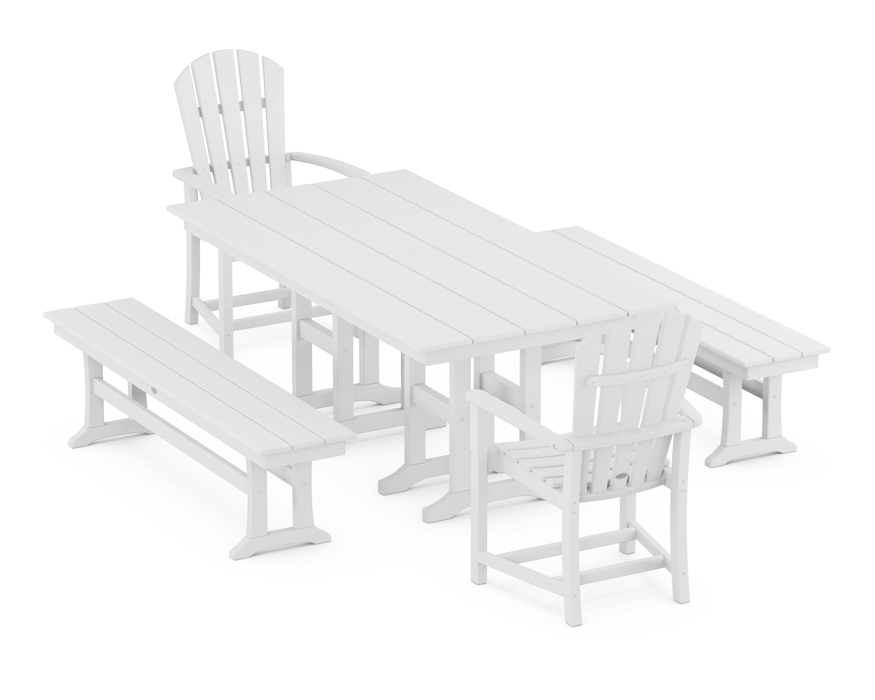 Palm Coast 5-Piece Farmhouse Dining Set with Benches - Image 5
