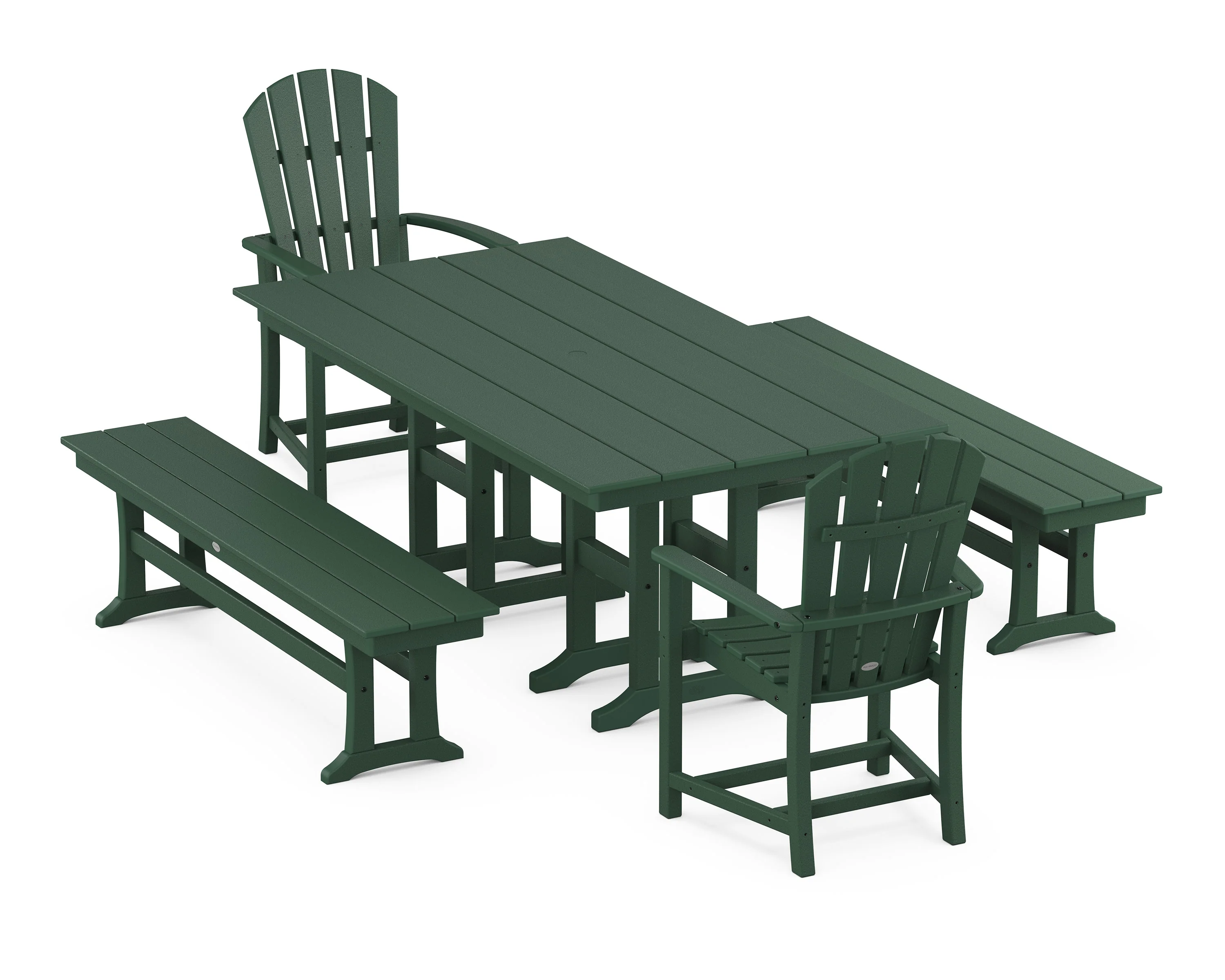 Palm Coast 5-Piece Farmhouse Dining Set with Benches - Image 6