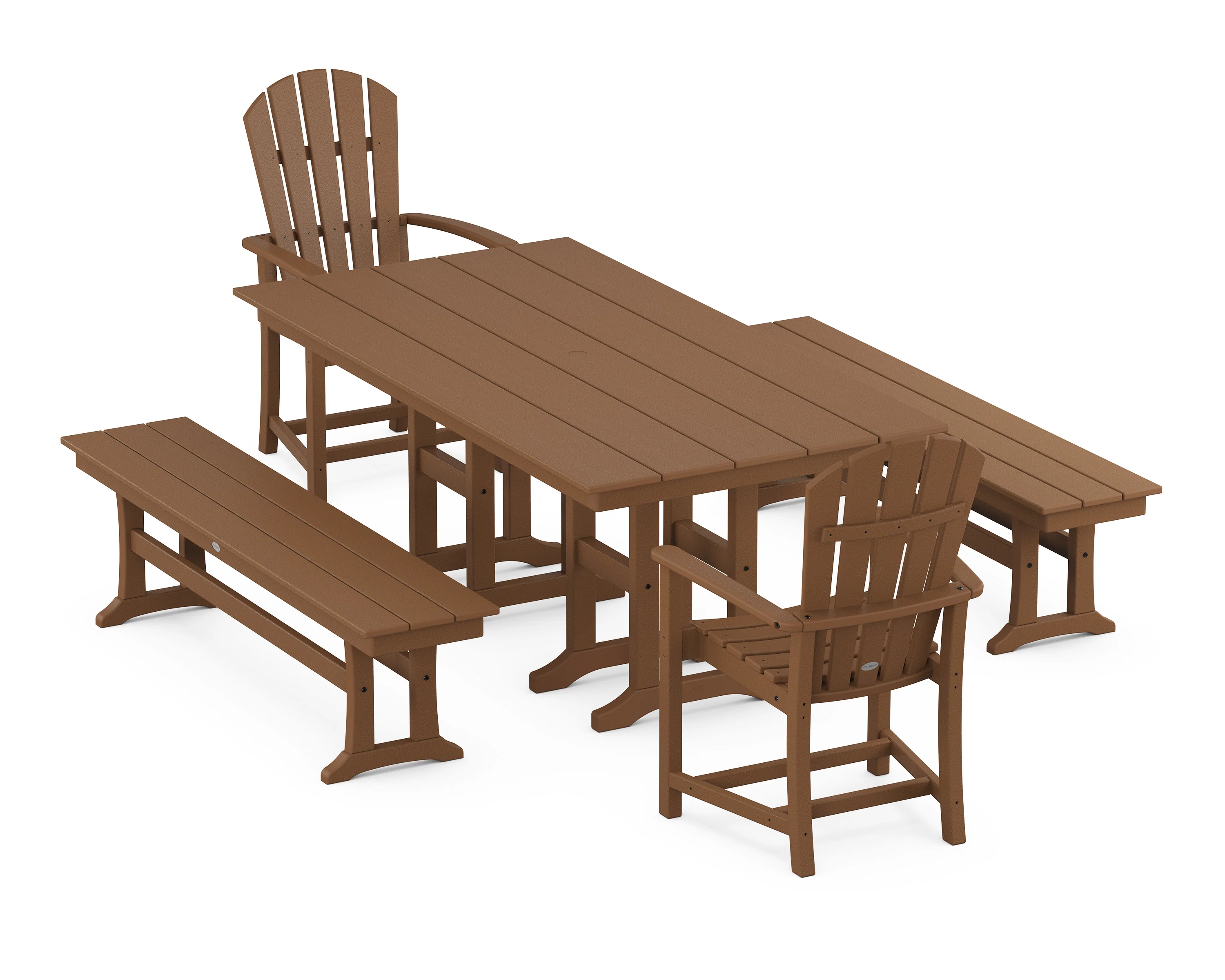 Palm Coast 5-Piece Farmhouse Dining Set with Benches - Image 7