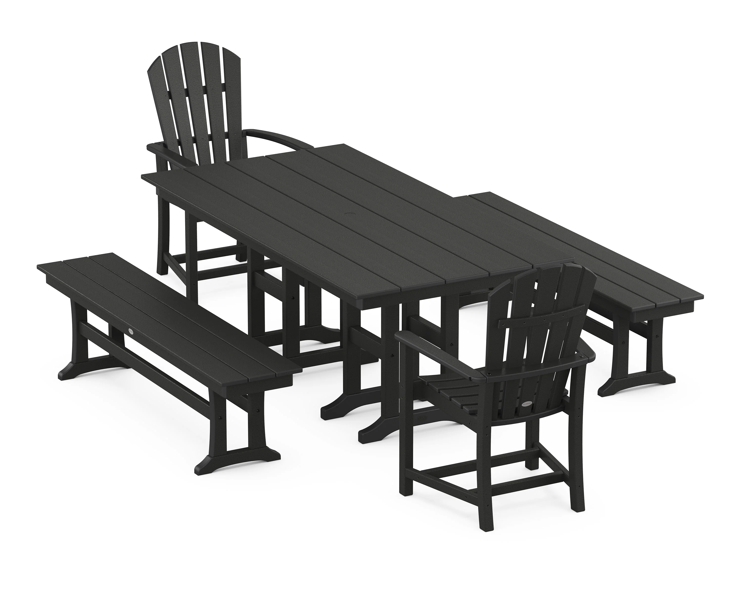 Palm Coast 5-Piece Farmhouse Dining Set with Benches - Image 8