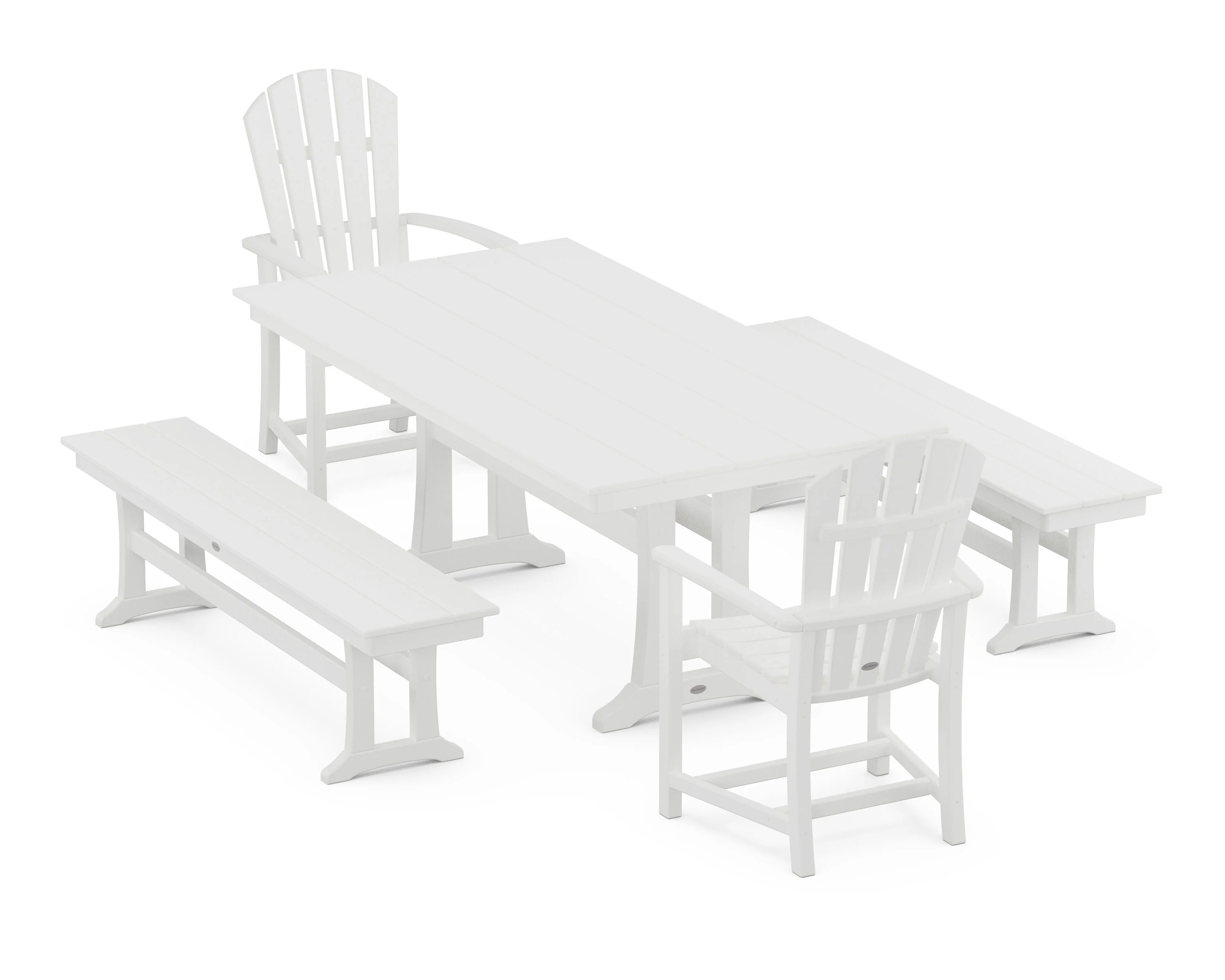 Palm Coast 5-Piece Farmhouse Dining Set With Trestle Legs - Image 6