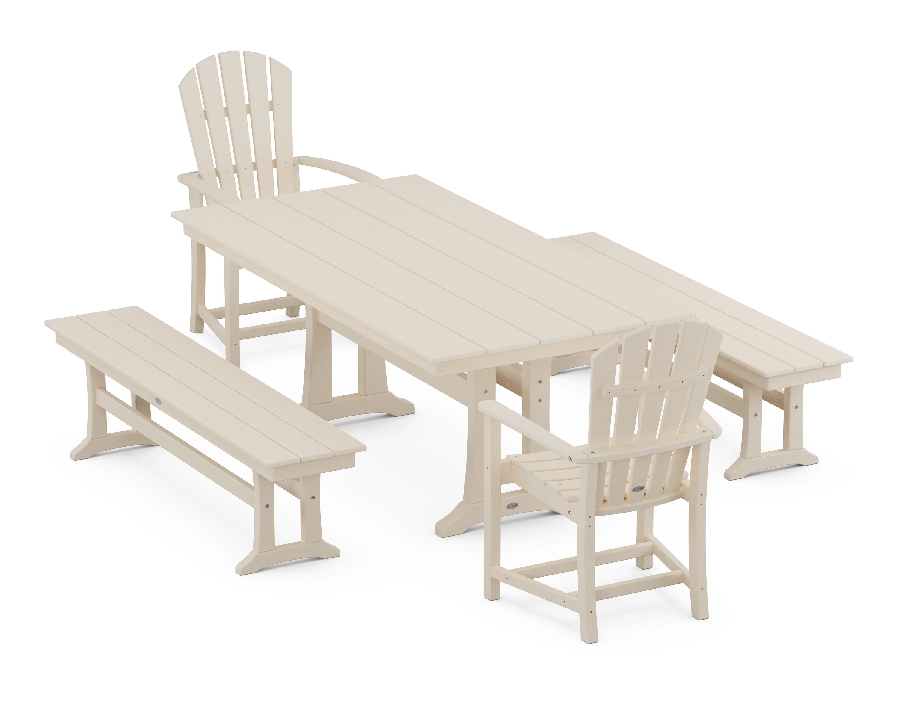 Palm Coast 5-Piece Farmhouse Dining Set With Trestle Legs - Image 8