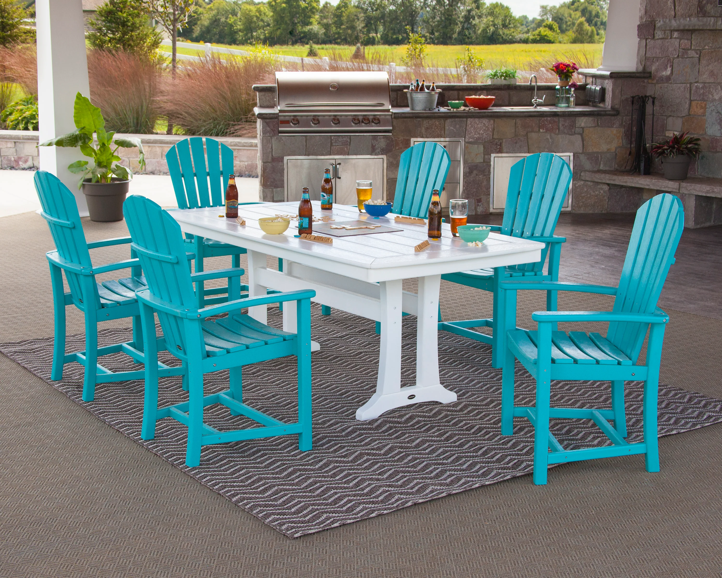 Palm Coast 7-Piece Dining Set with Trestle Legs - Image 3