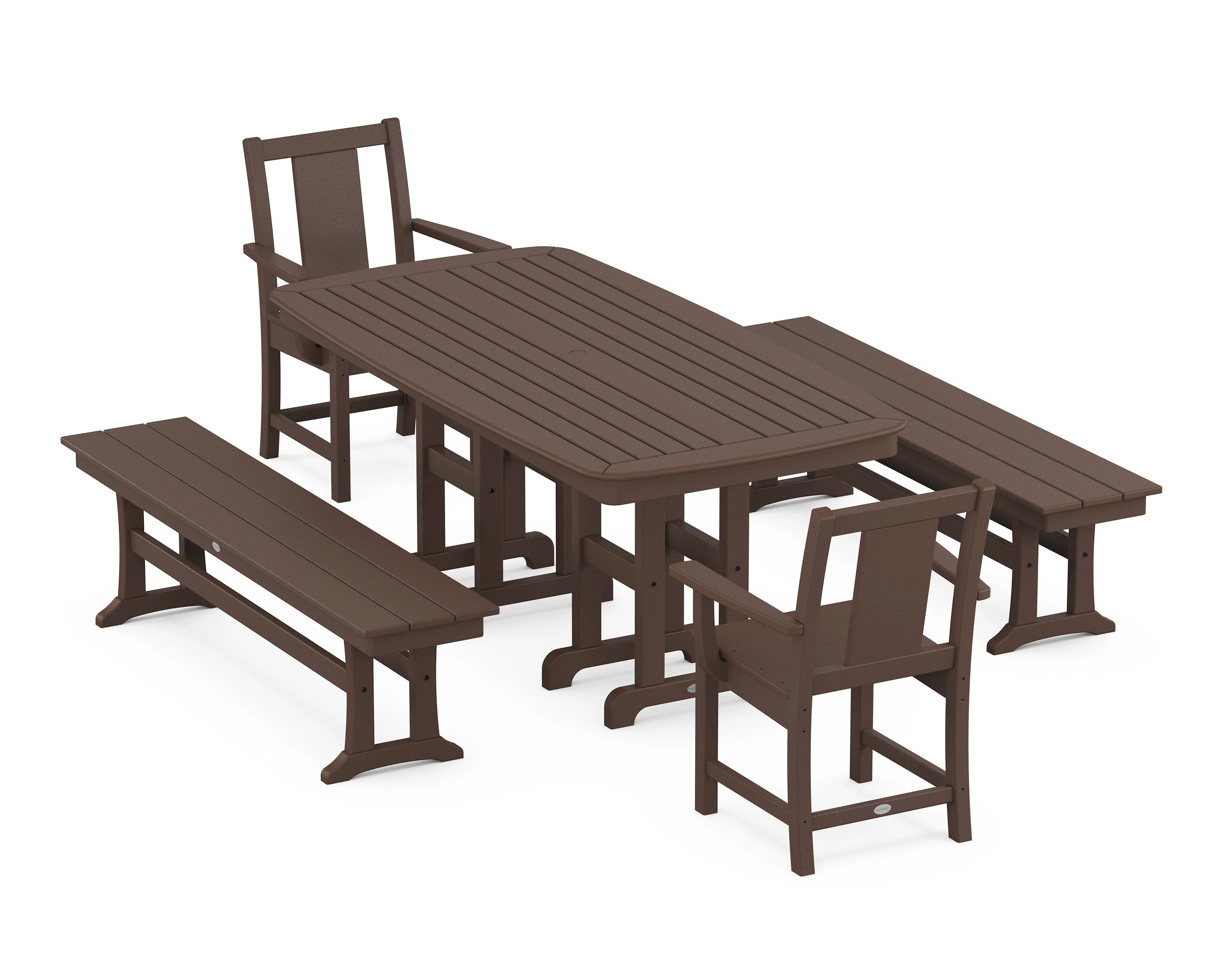 Prairie 5-Piece Dining Set with Benches - Image 4
