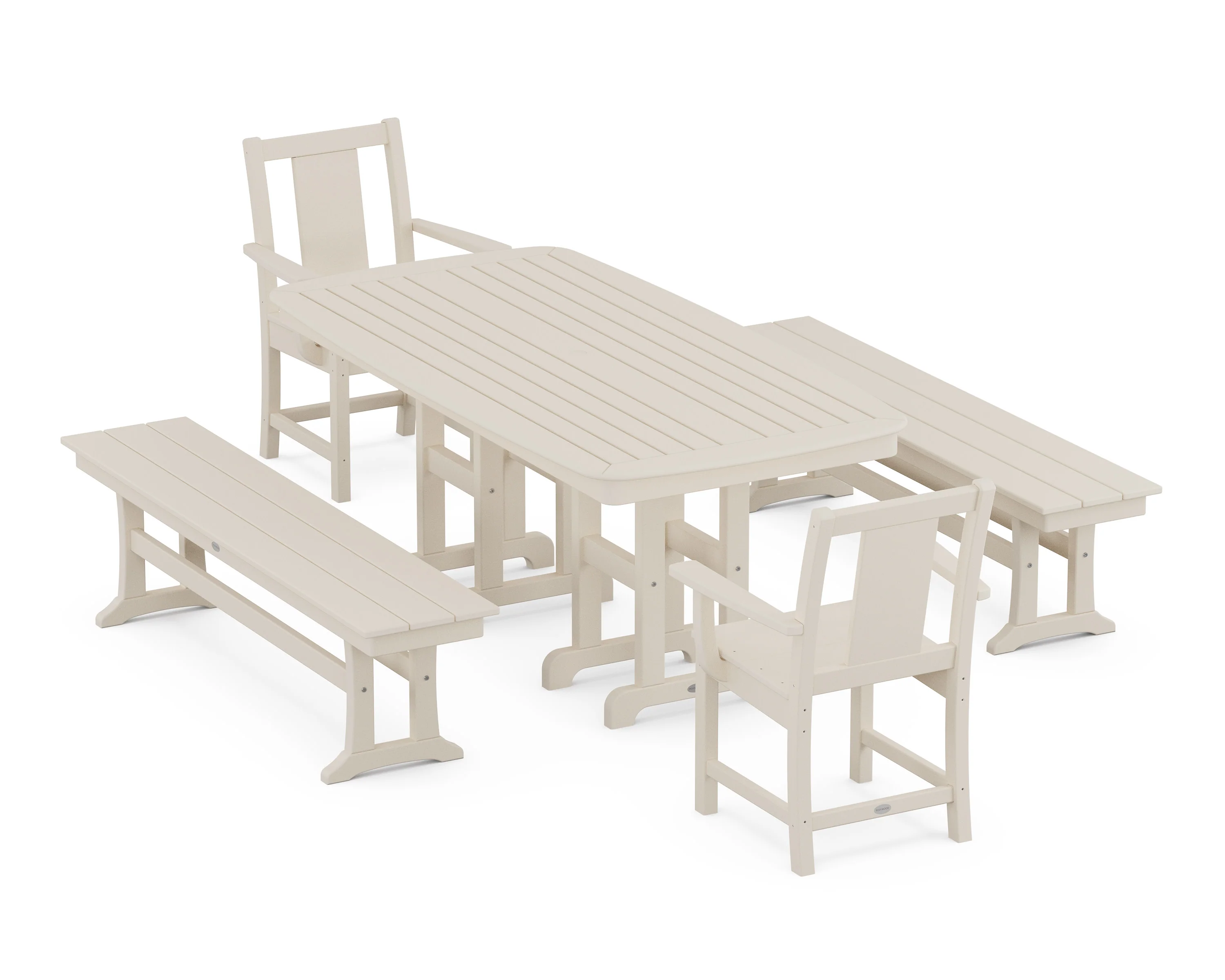 Prairie 5-Piece Dining Set with Benches - Image 5