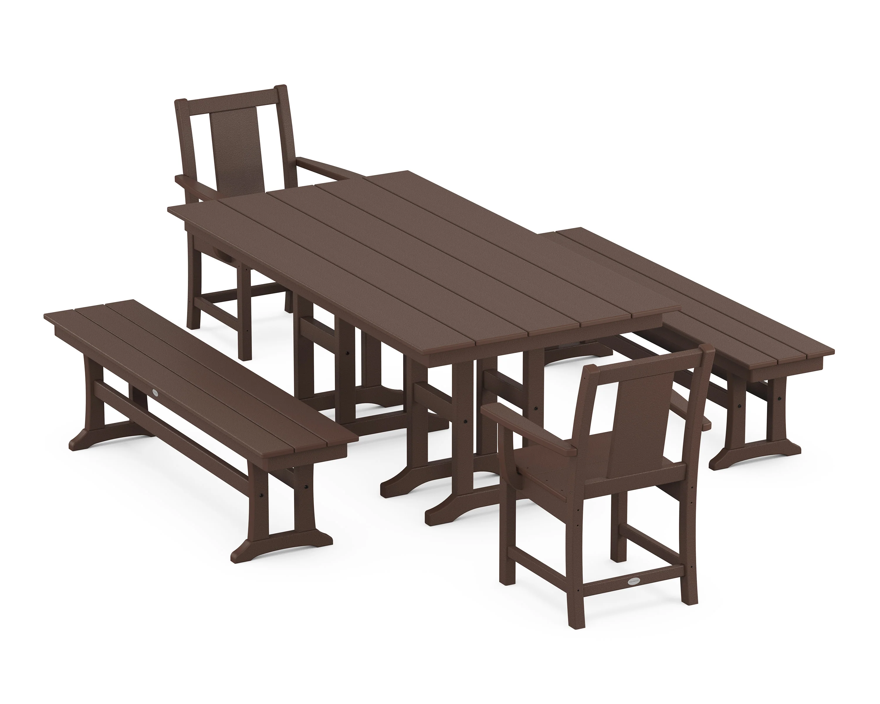 Prairie 5-Piece Farmhouse Dining Set with Benches - Image 5