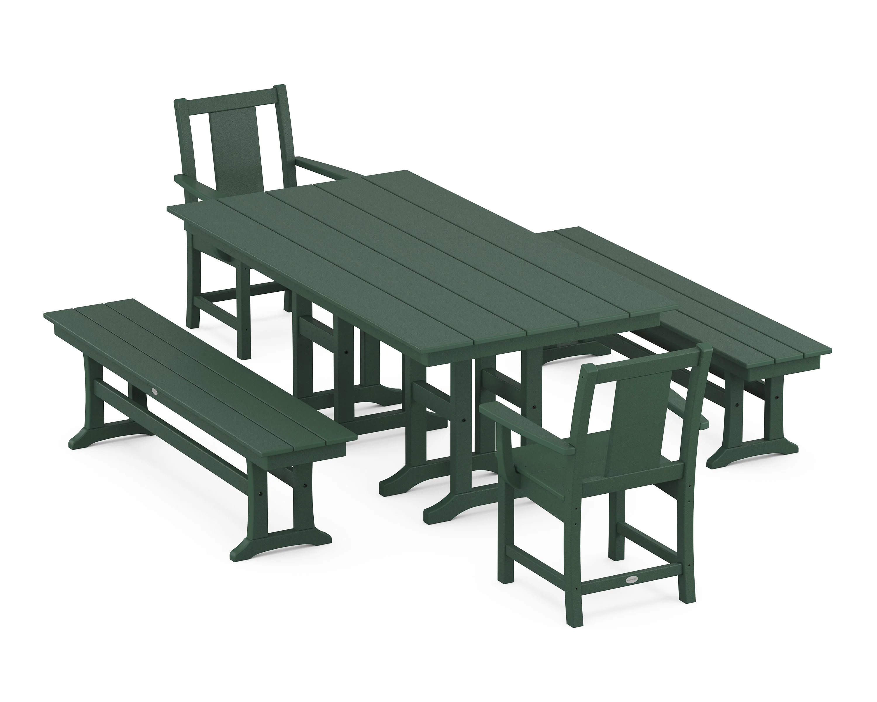 Prairie 5-Piece Farmhouse Dining Set with Benches - Image 8
