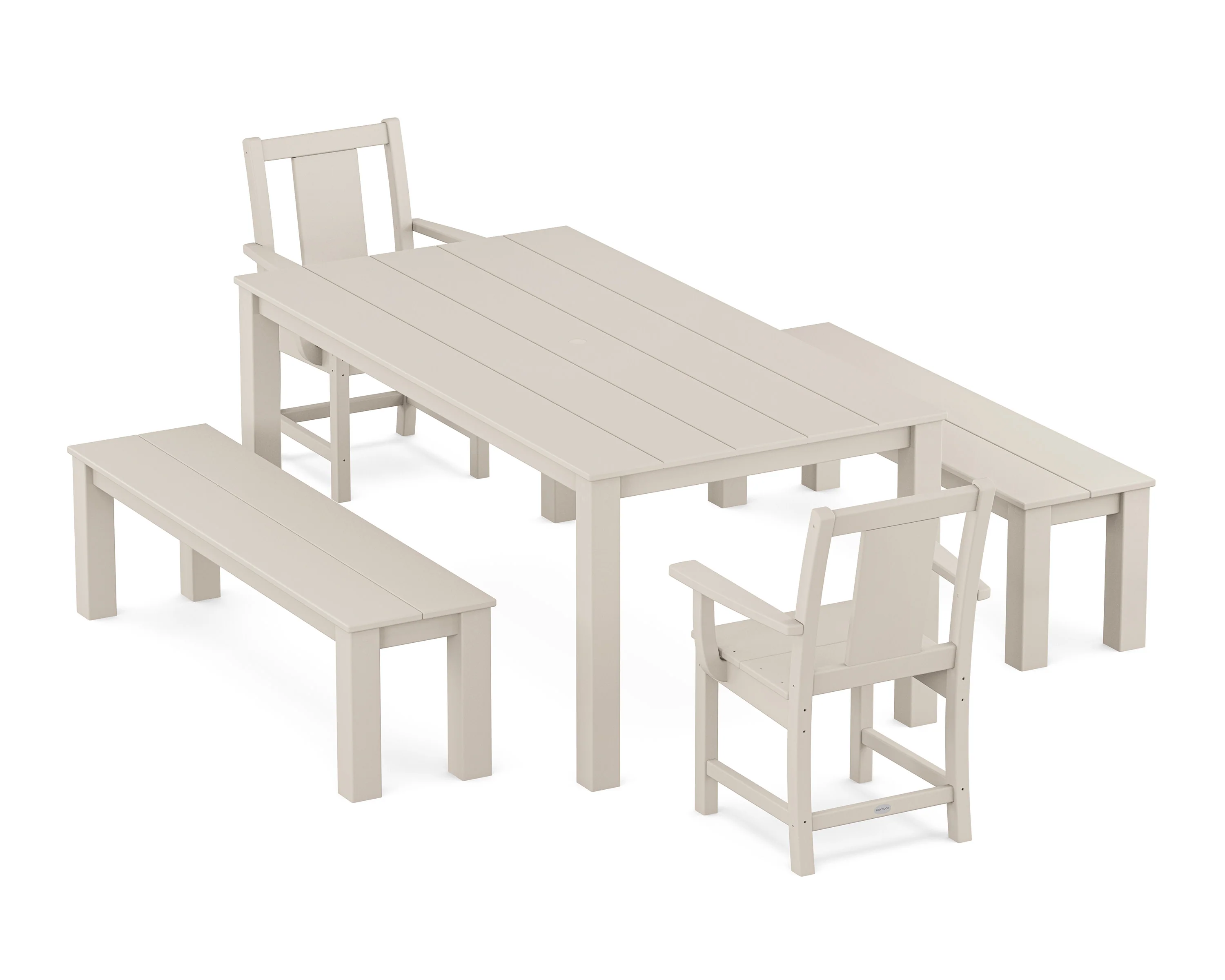 Prairie 5-Piece Parsons Dining Set with Benches - Image 4