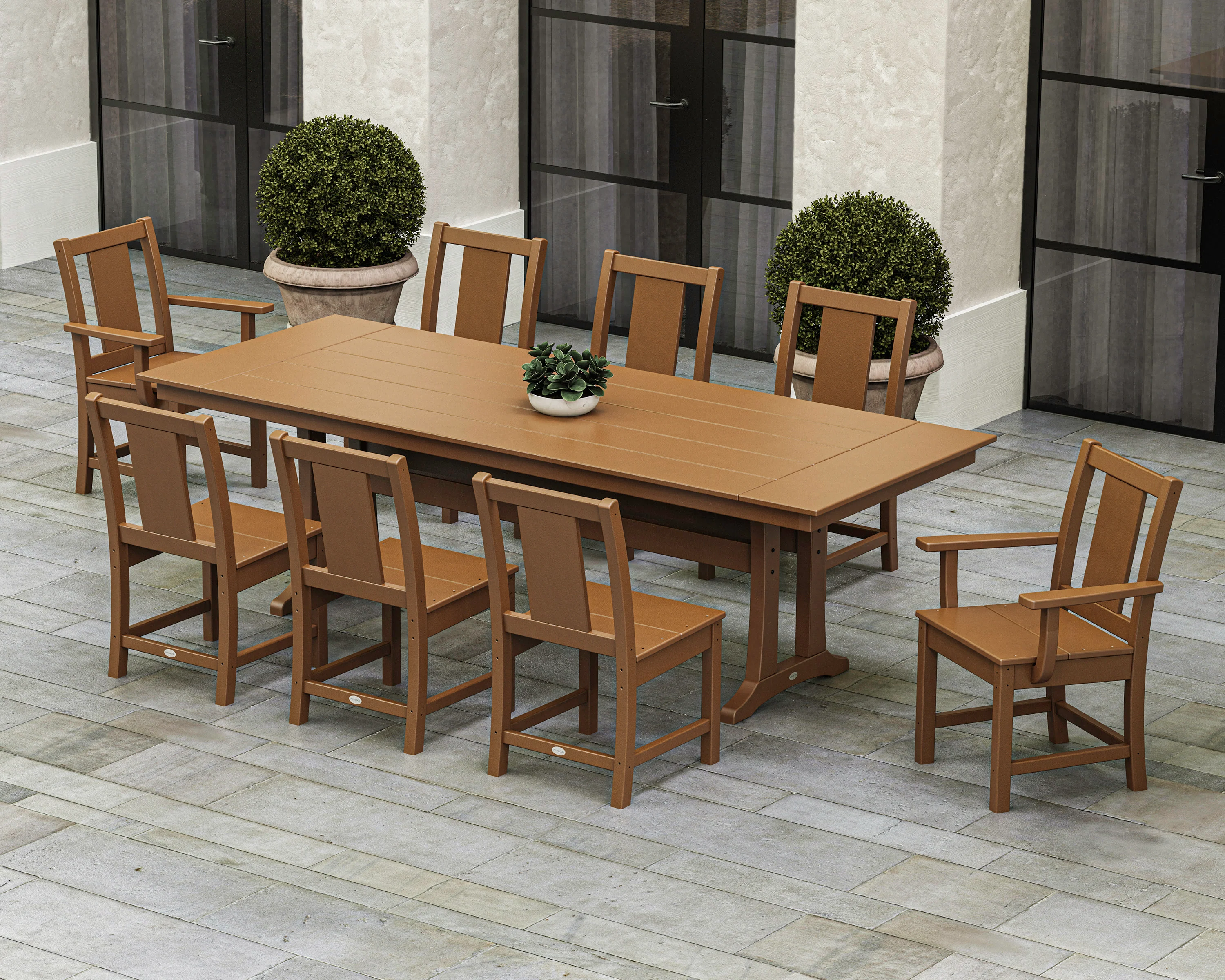 Prairie 9-Piece Farmhouse Dining Set with Trestle Legs - Image 3