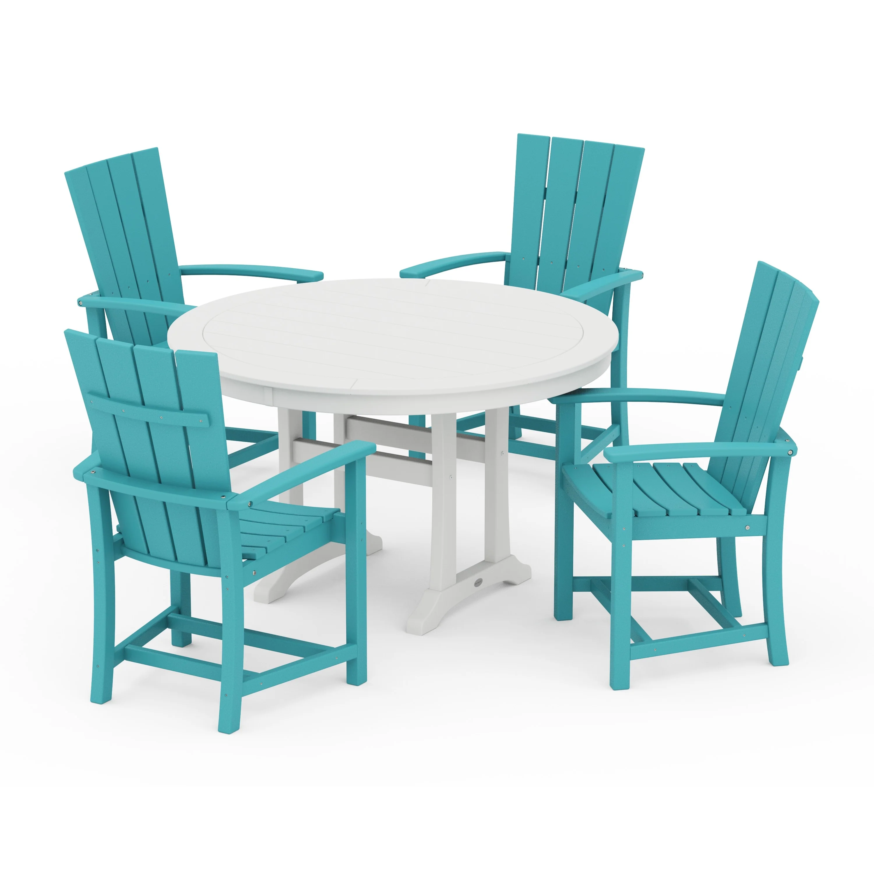 Quattro 5-Piece Round Dining Set with Trestle Legs - Image 4