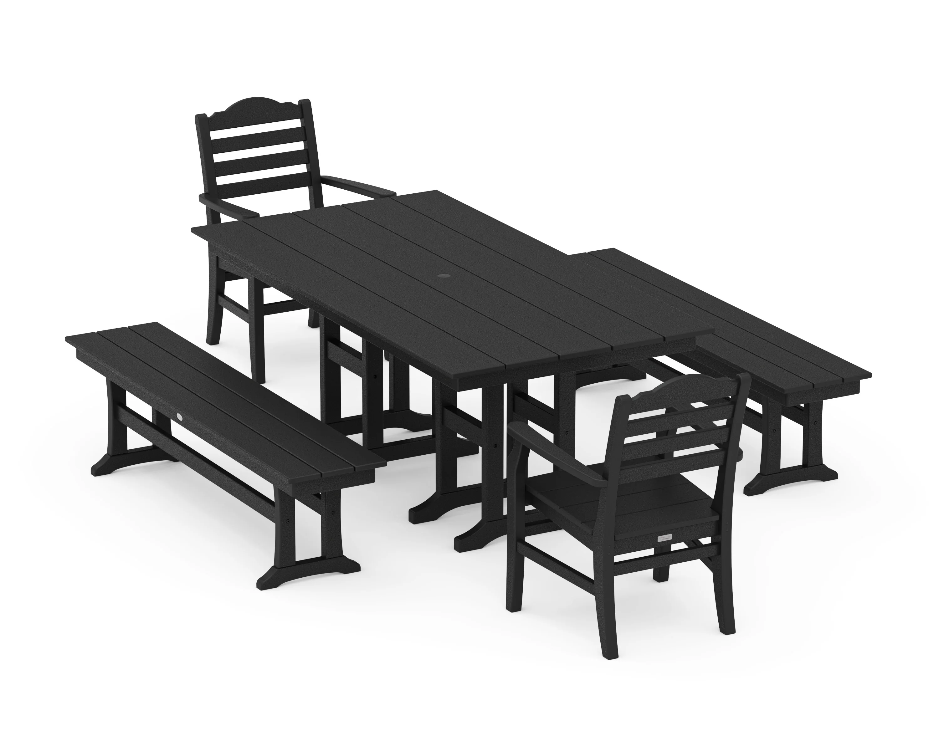Savannah 5-Piece Farmhouse Dining Set with Benches - Image 2