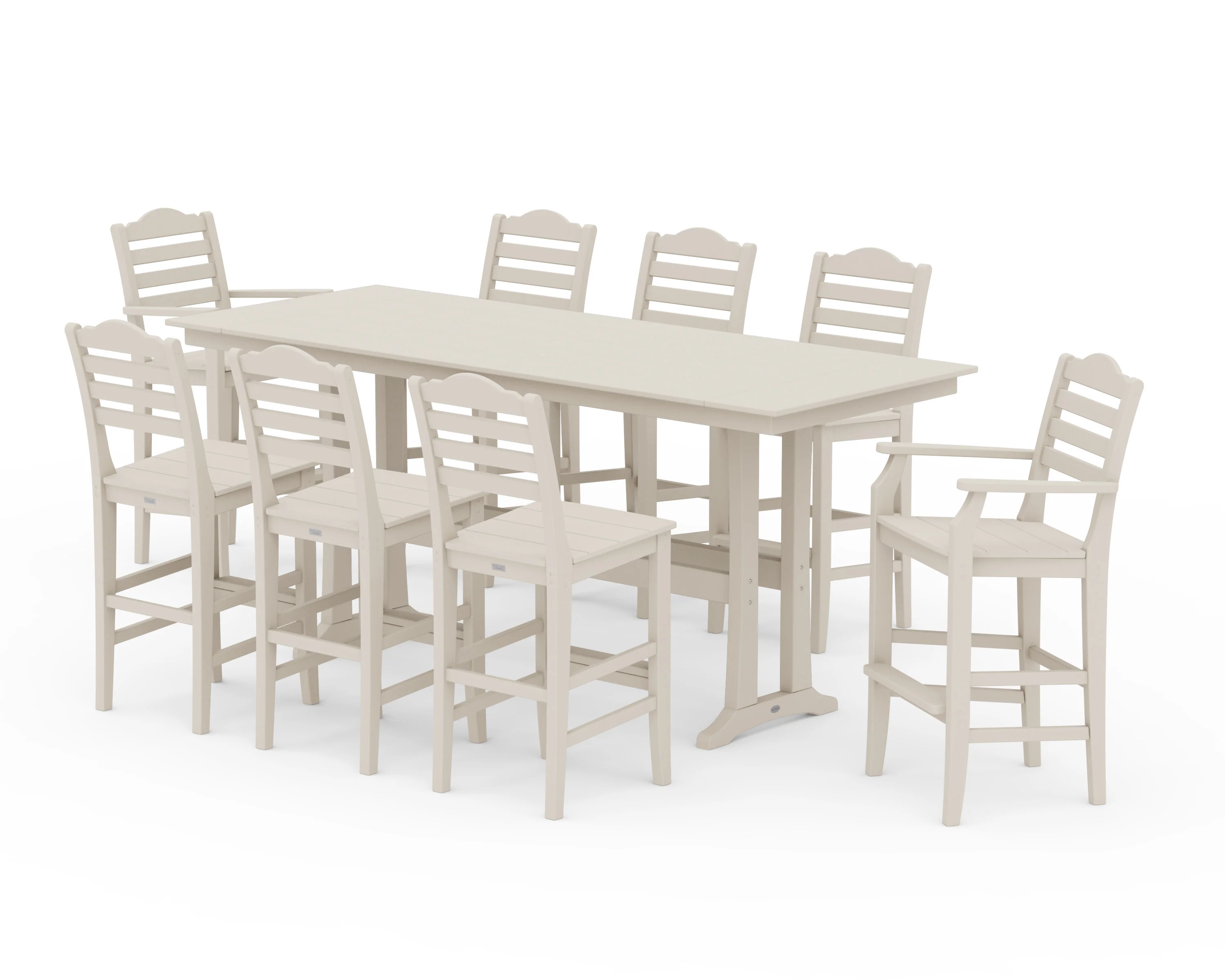 Savannah 9-Piece Farmhouse Bar Set with Trestle Legs - Image 5