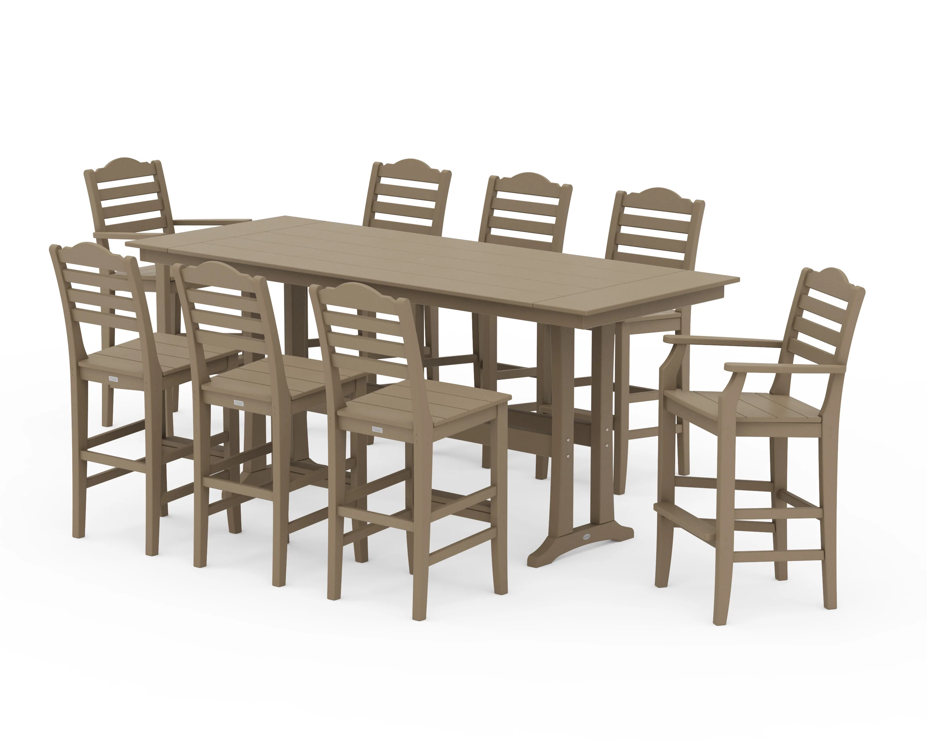 Savannah 9-Piece Farmhouse Bar Set with Trestle Legs - Image 9