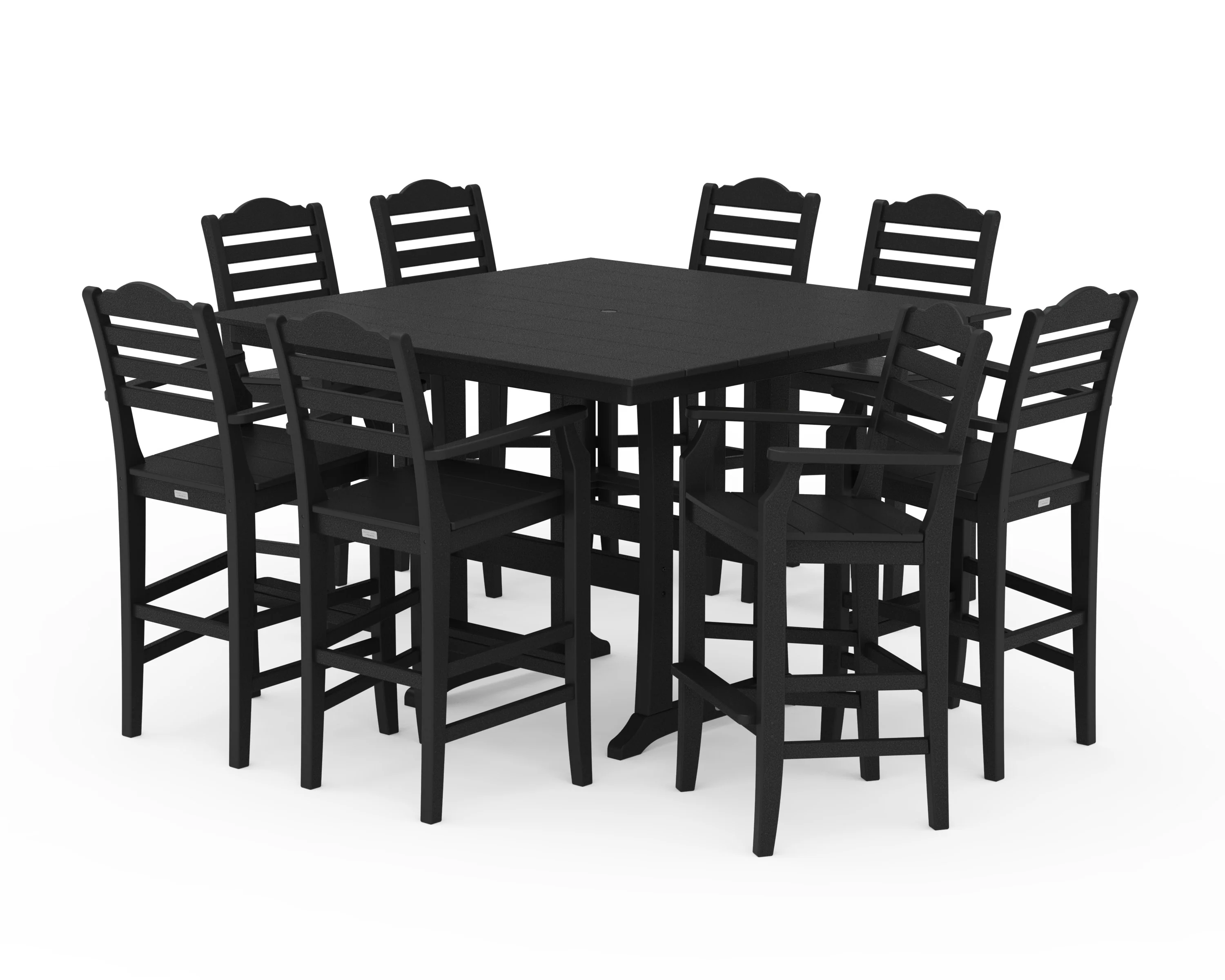 Savannah 9-Piece Square Farmhouse Bar Set with Trestle Legs - Image 2