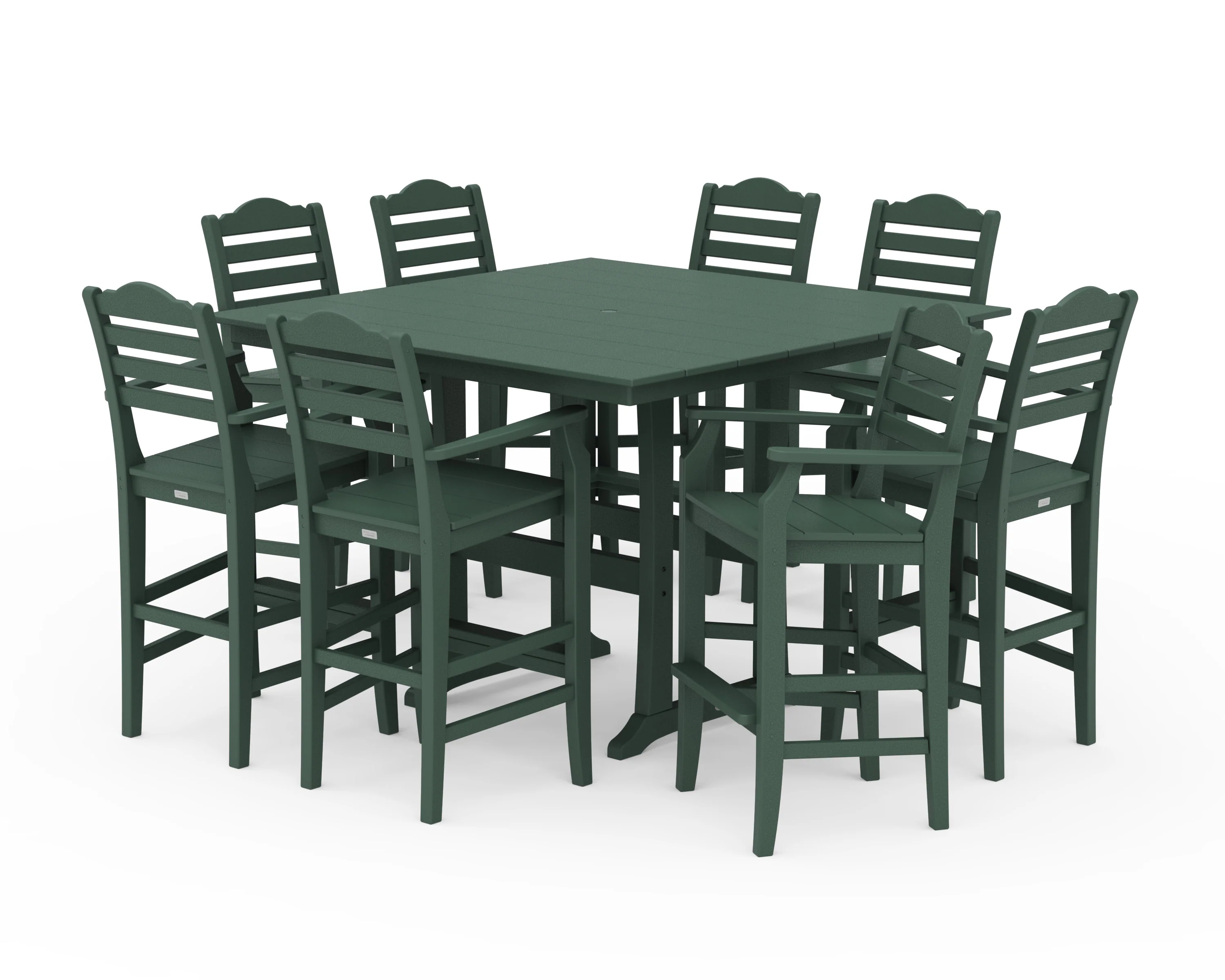Savannah 9-Piece Square Farmhouse Bar Set with Trestle Legs - Image 3