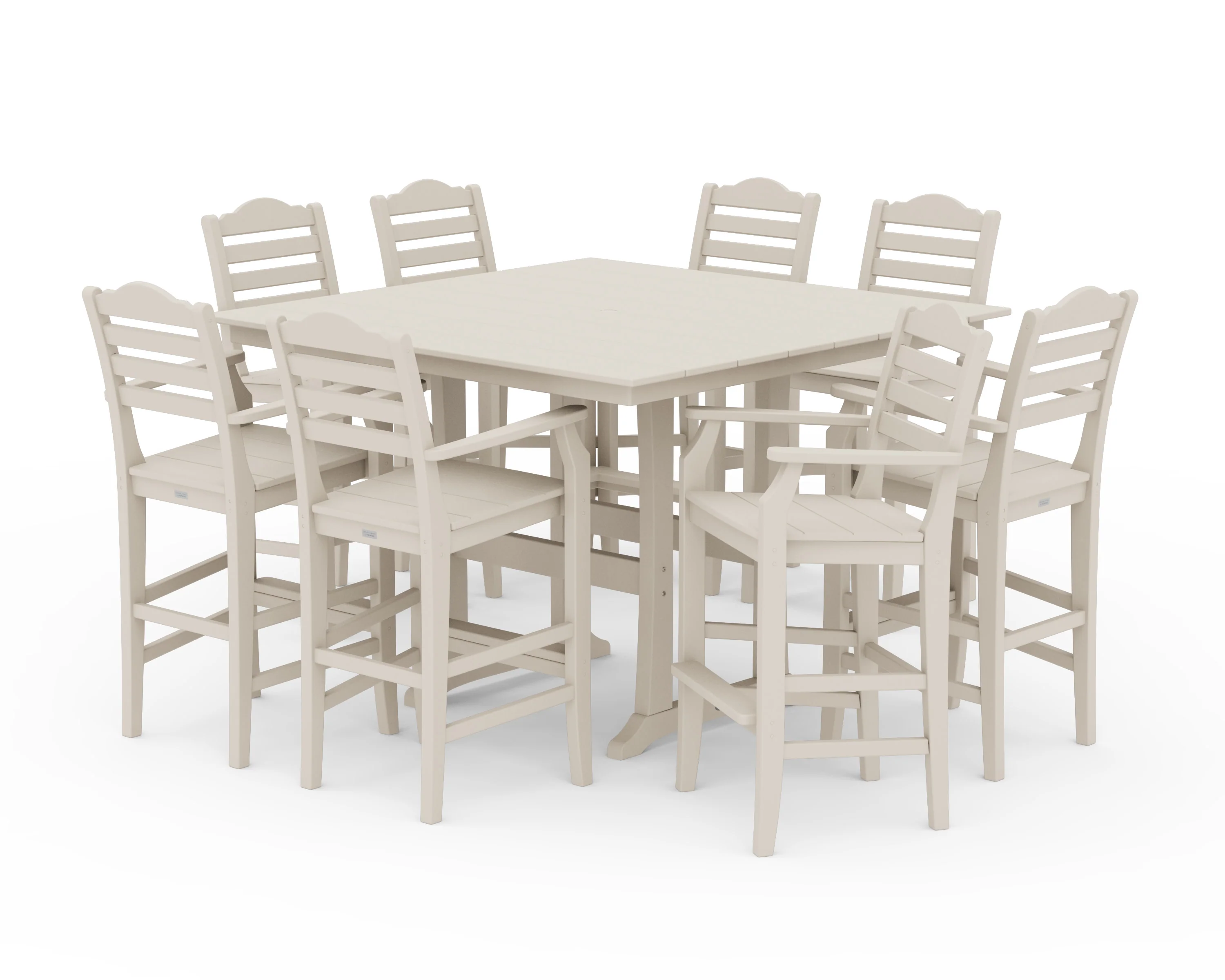 Savannah 9-Piece Square Farmhouse Bar Set with Trestle Legs - Image 5