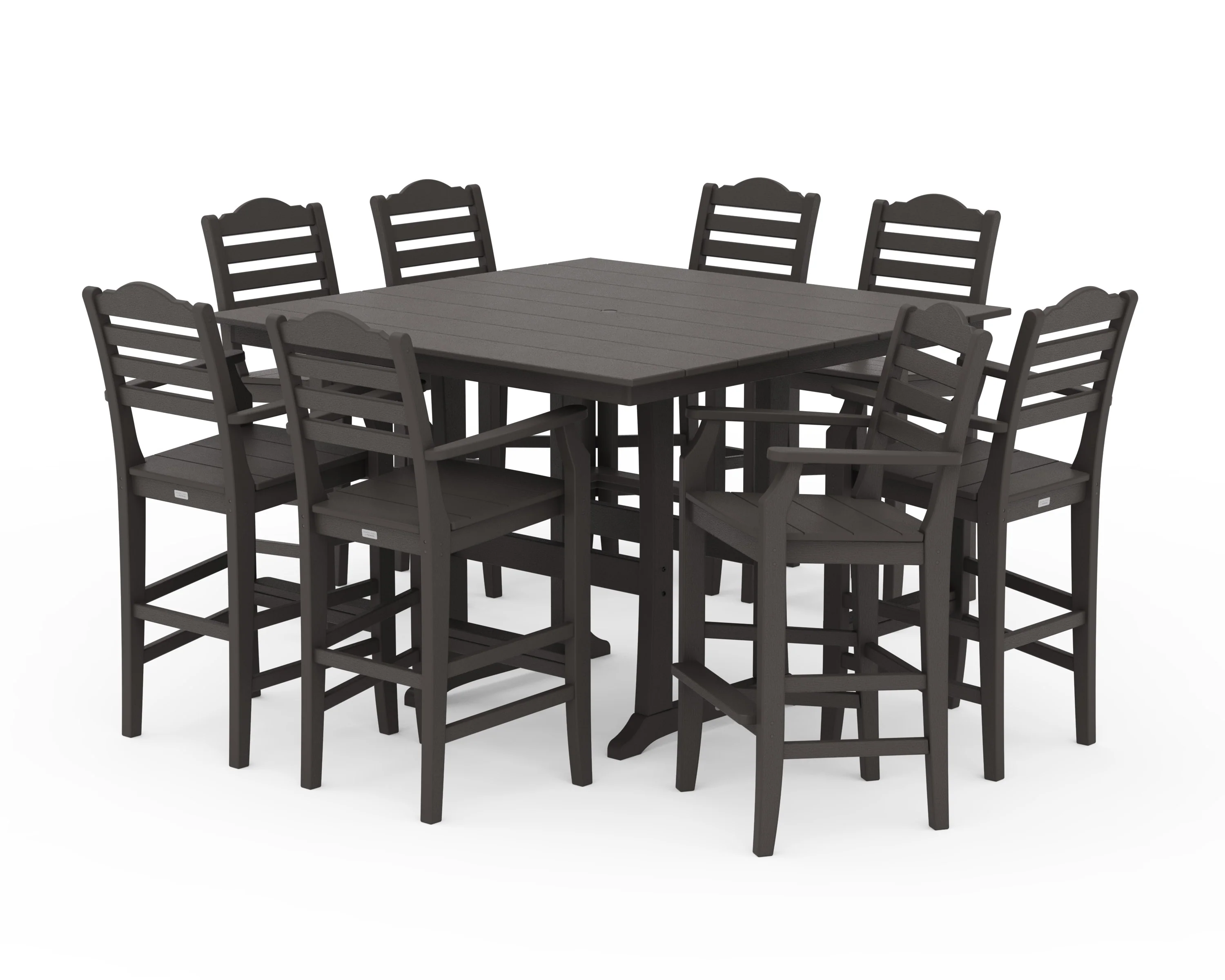 Savannah 9-Piece Square Farmhouse Bar Set with Trestle Legs - Image 8