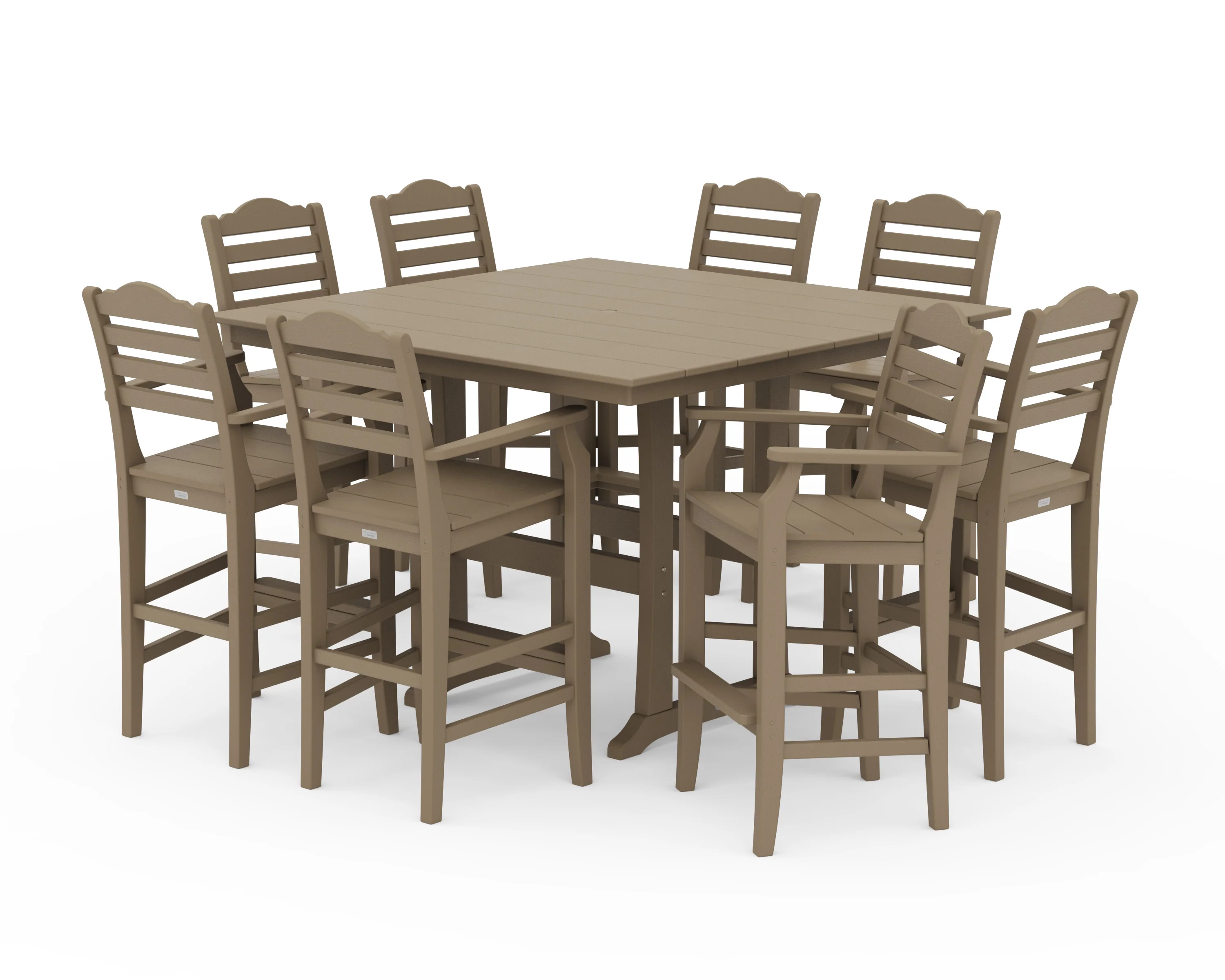 Savannah 9-Piece Square Farmhouse Bar Set with Trestle Legs - Image 9