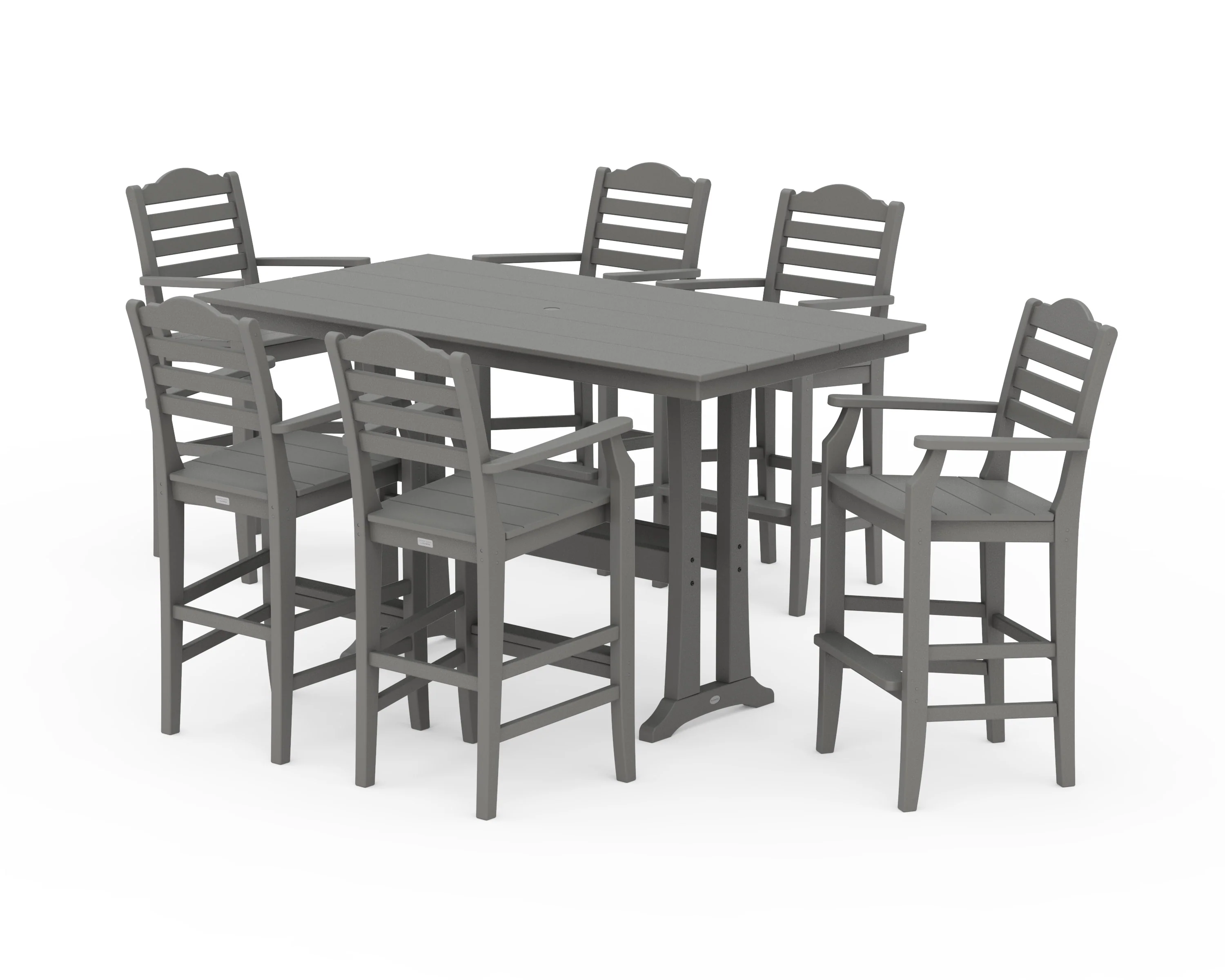 Savannah Arm Chair 7-Piece Farmhouse Bar Set with Trestle Legs