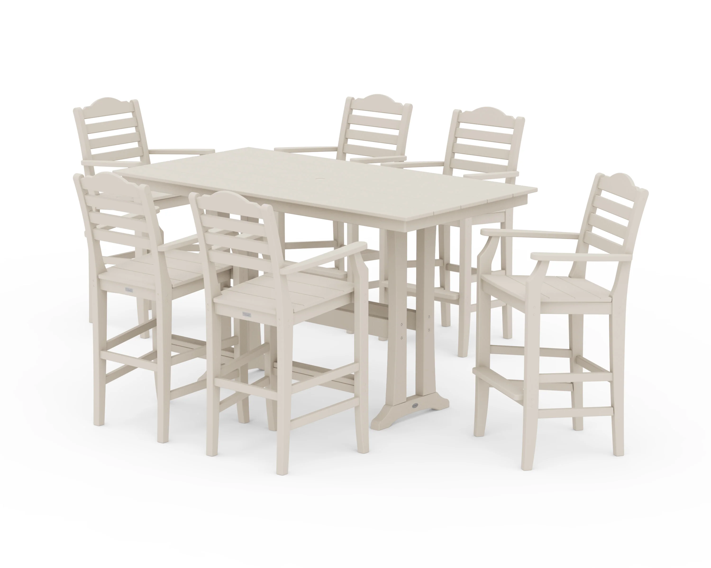 Savannah Arm Chair 7-Piece Farmhouse Bar Set with Trestle Legs - Image 5