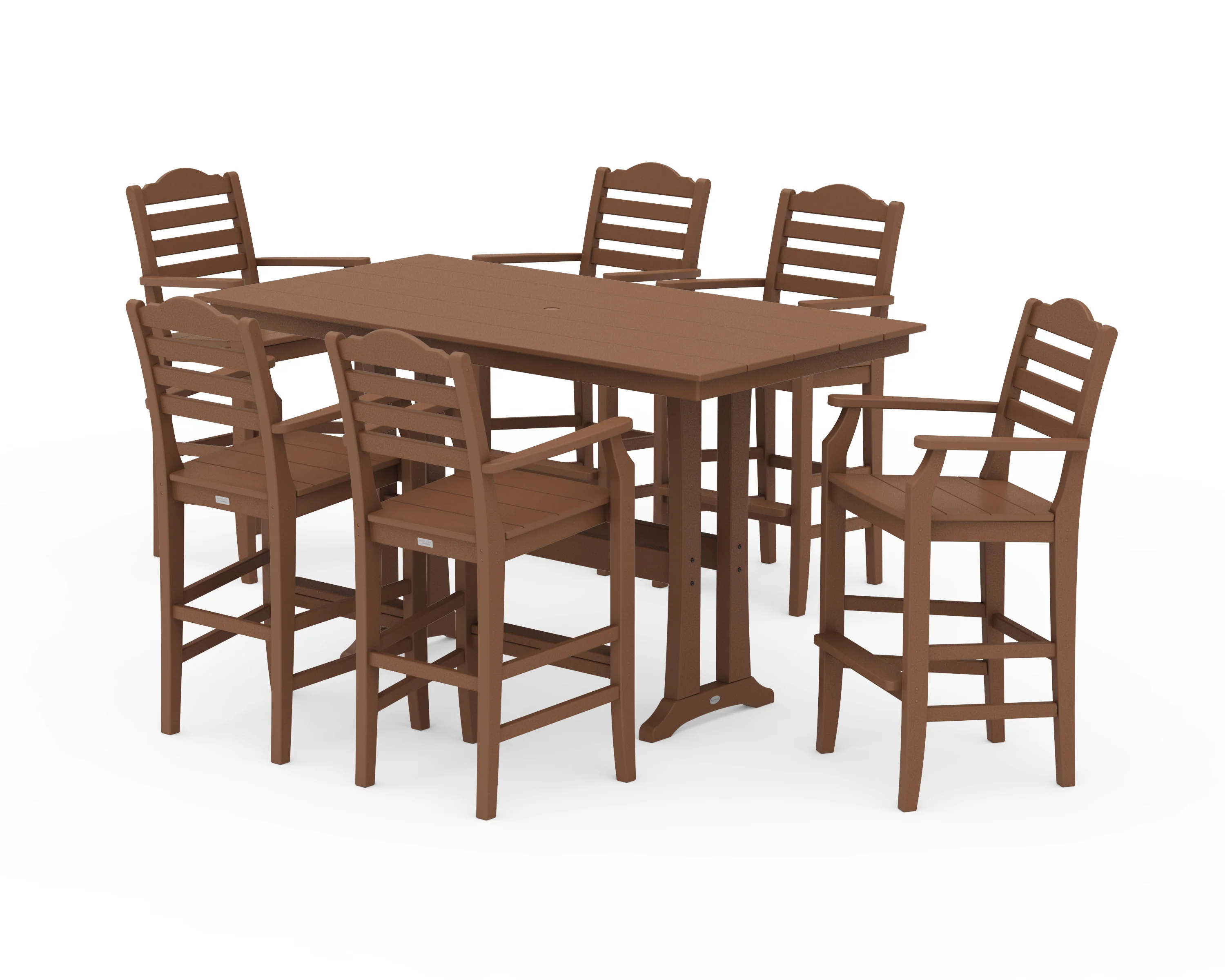Savannah Arm Chair 7-Piece Farmhouse Bar Set with Trestle Legs - Image 6