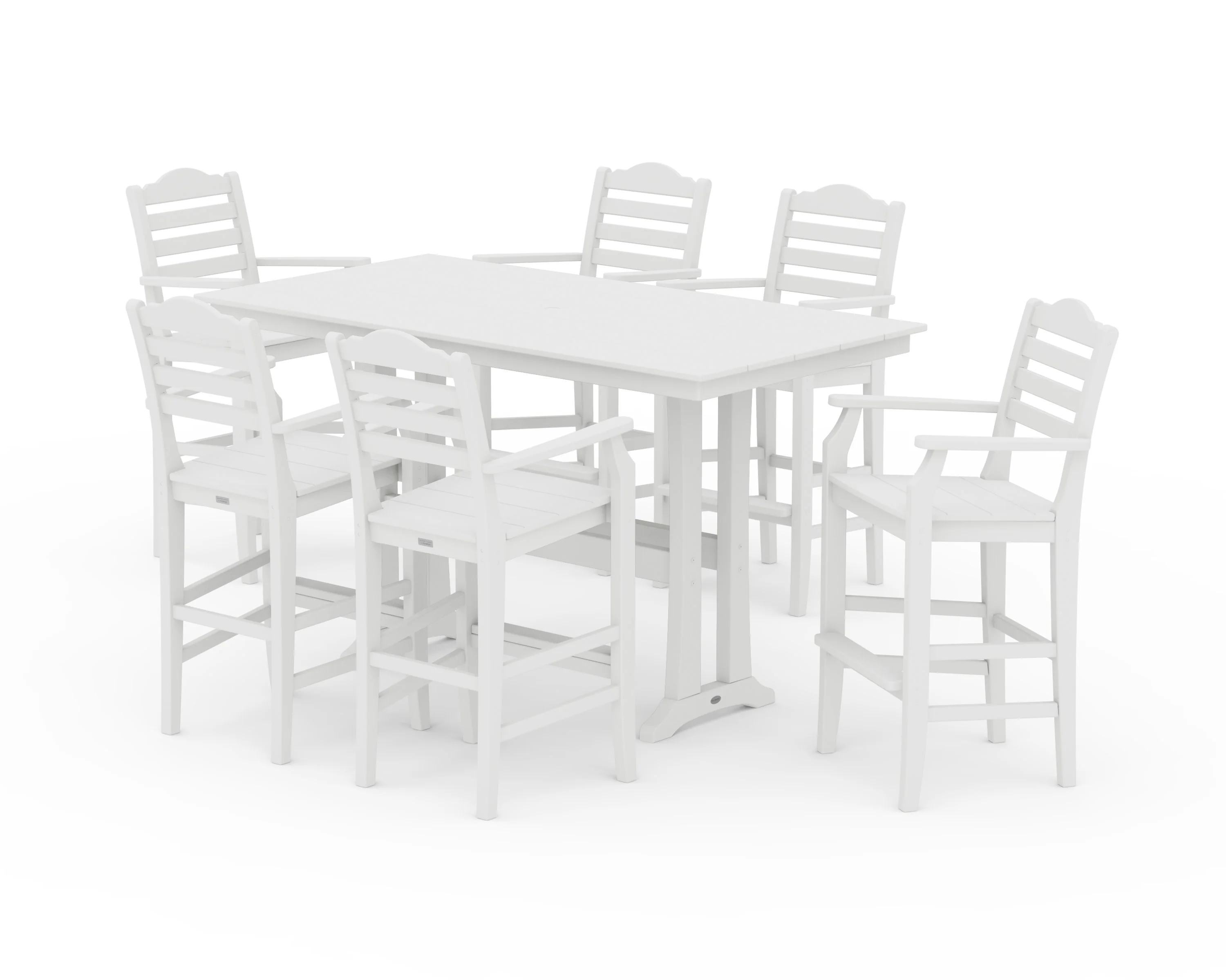 Savannah Arm Chair 7-Piece Farmhouse Bar Set with Trestle Legs - Image 7
