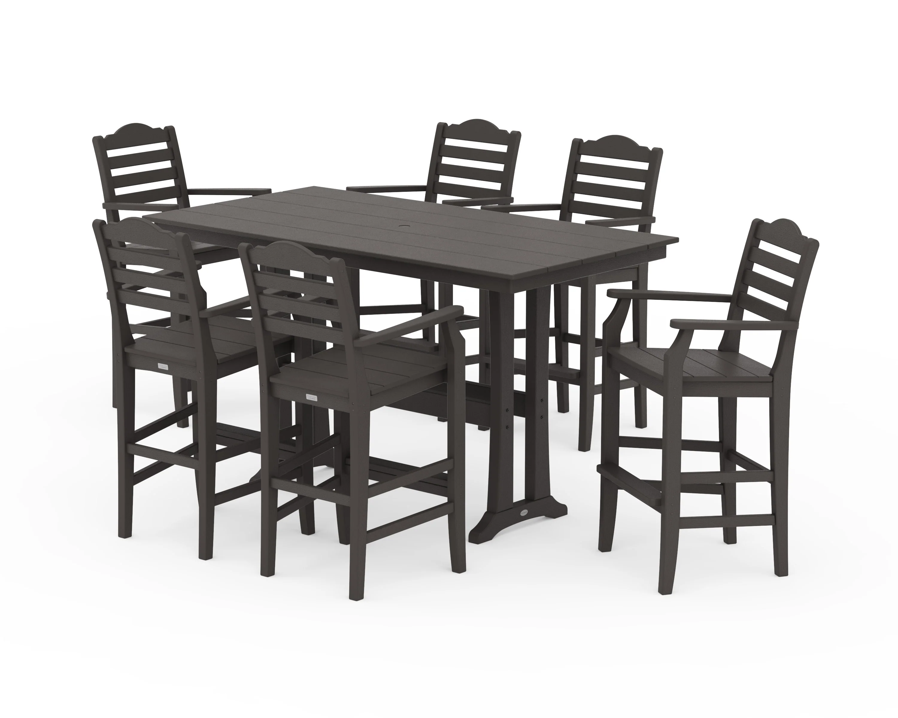 Savannah Arm Chair 7-Piece Farmhouse Bar Set with Trestle Legs - Image 8