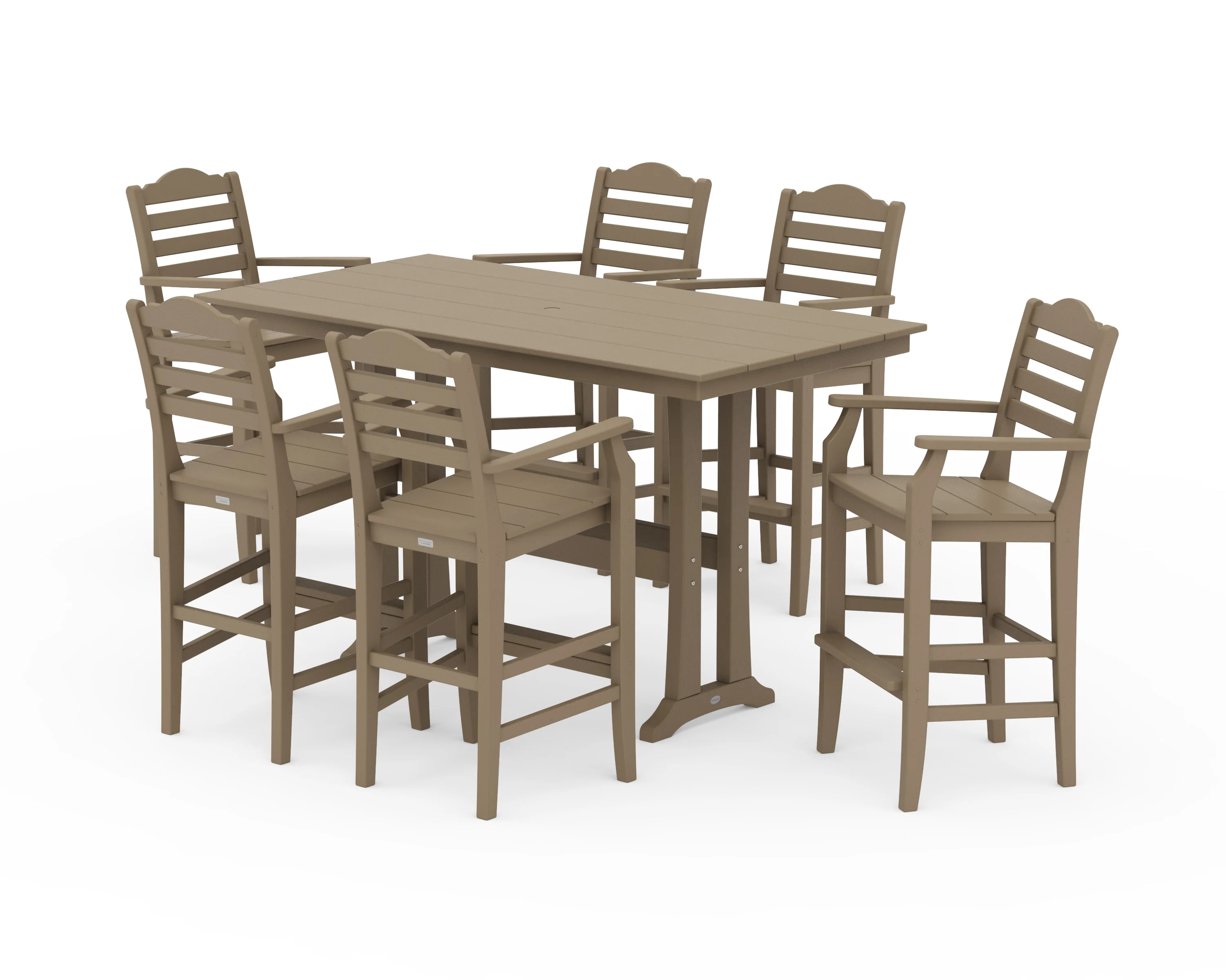 Savannah Arm Chair 7-Piece Farmhouse Bar Set with Trestle Legs - Image 9