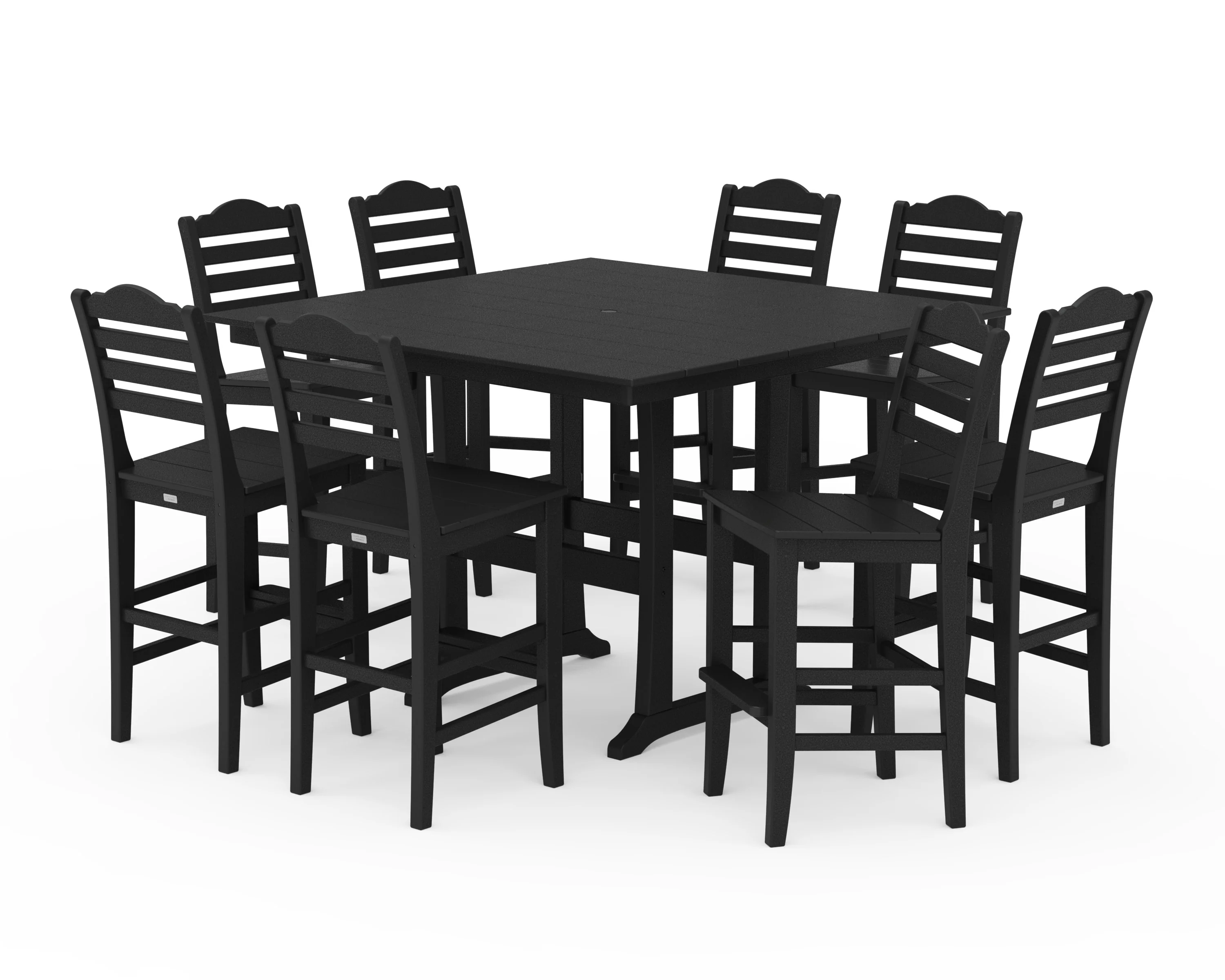 Savannah Side Chair 9-Piece Square Farmhouse Bar Set with Trestle Legs - Image 2