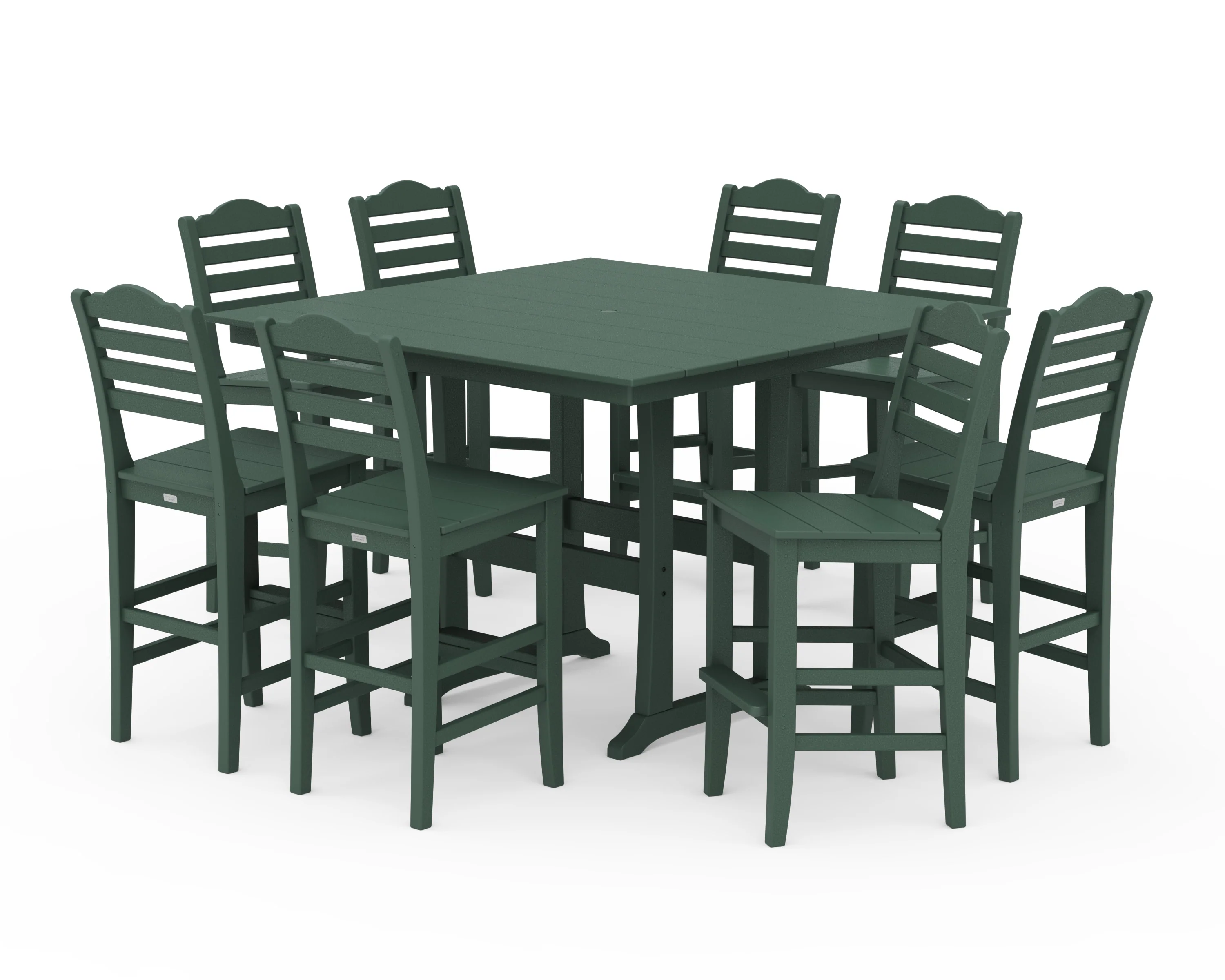 Savannah Side Chair 9-Piece Square Farmhouse Bar Set with Trestle Legs - Image 3