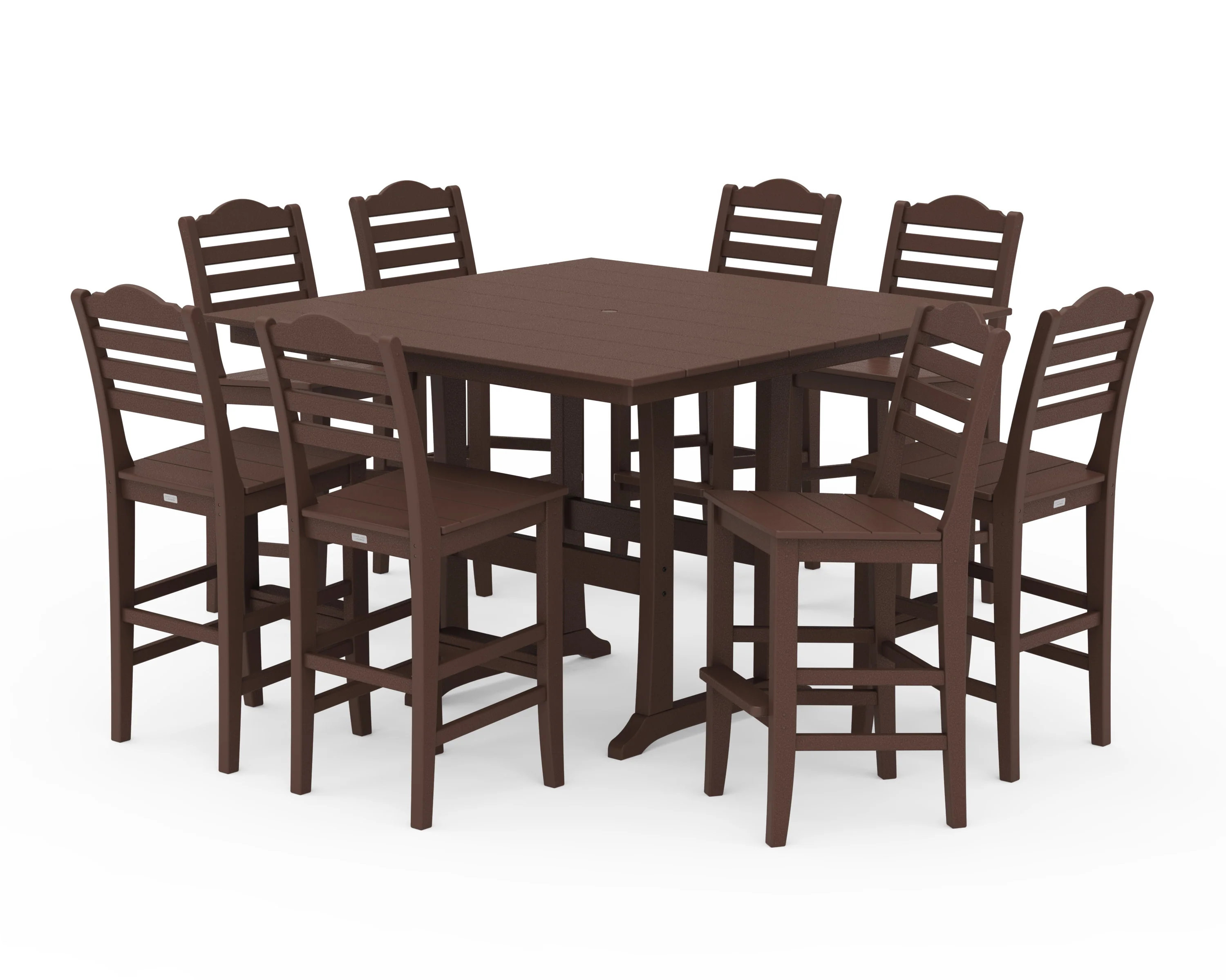 Savannah Side Chair 9-Piece Square Farmhouse Bar Set with Trestle Legs - Image 4