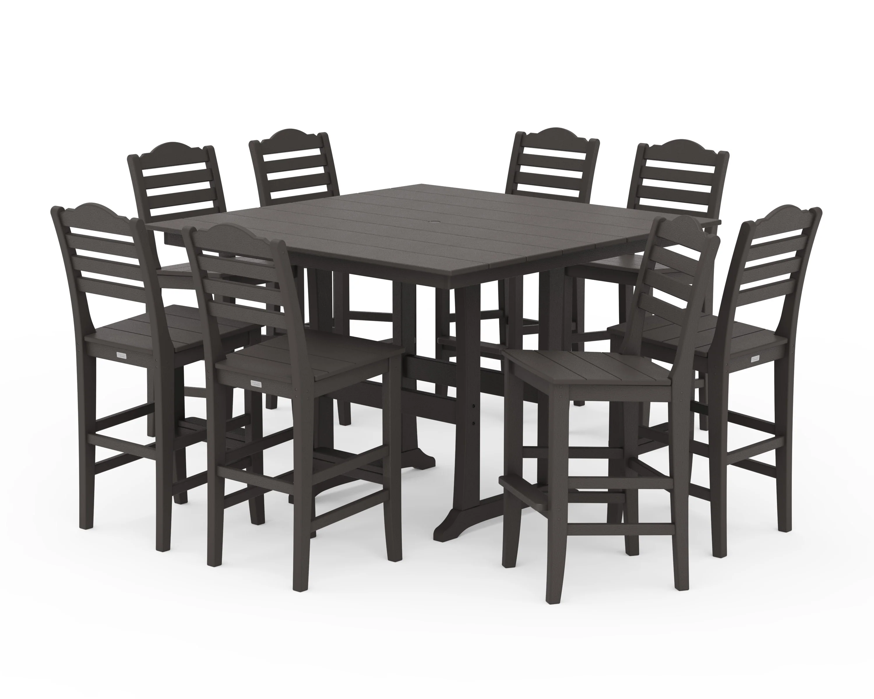Savannah Side Chair 9-Piece Square Farmhouse Bar Set with Trestle Legs - Image 8