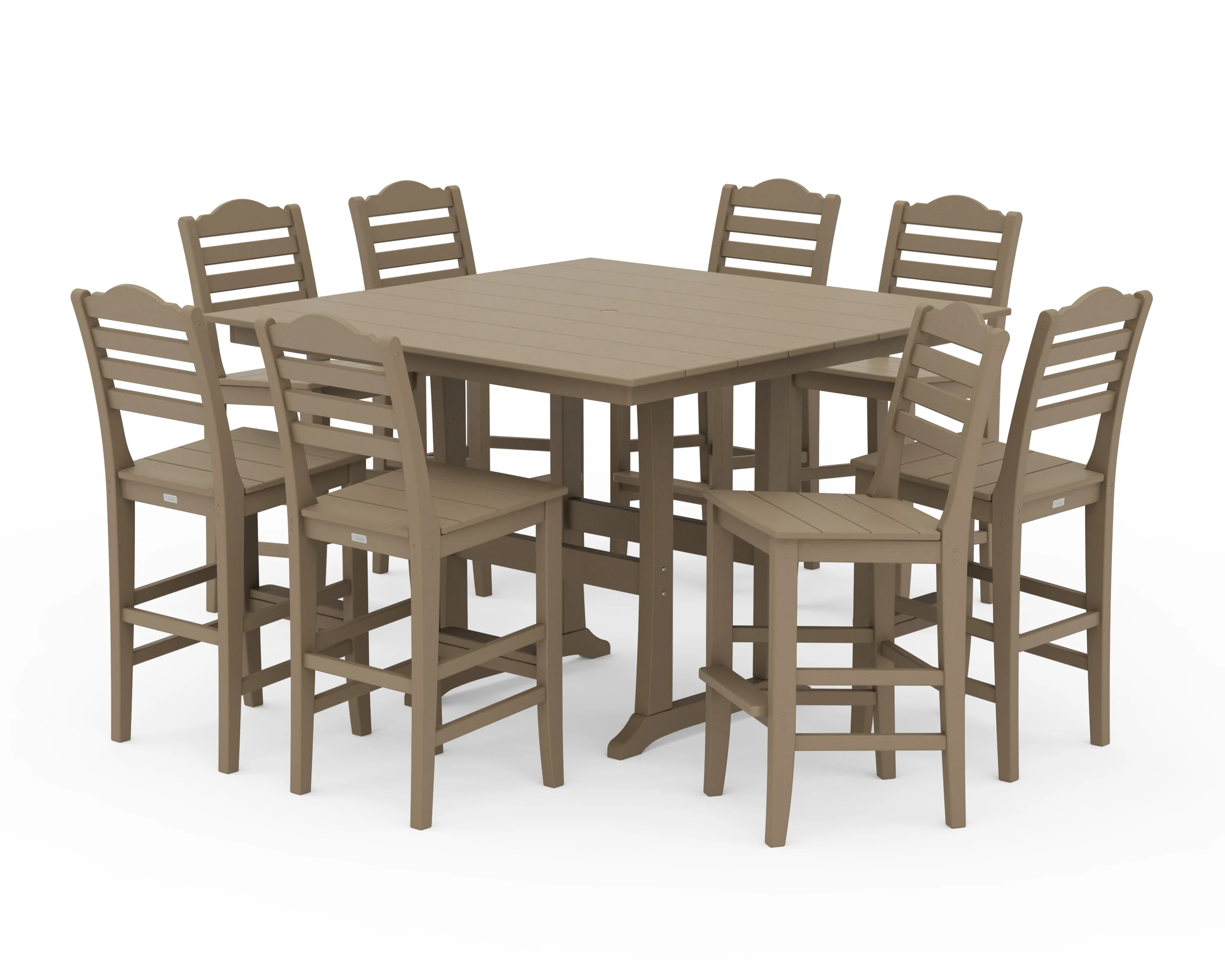 Savannah Side Chair 9-Piece Square Farmhouse Bar Set with Trestle Legs - Image 9