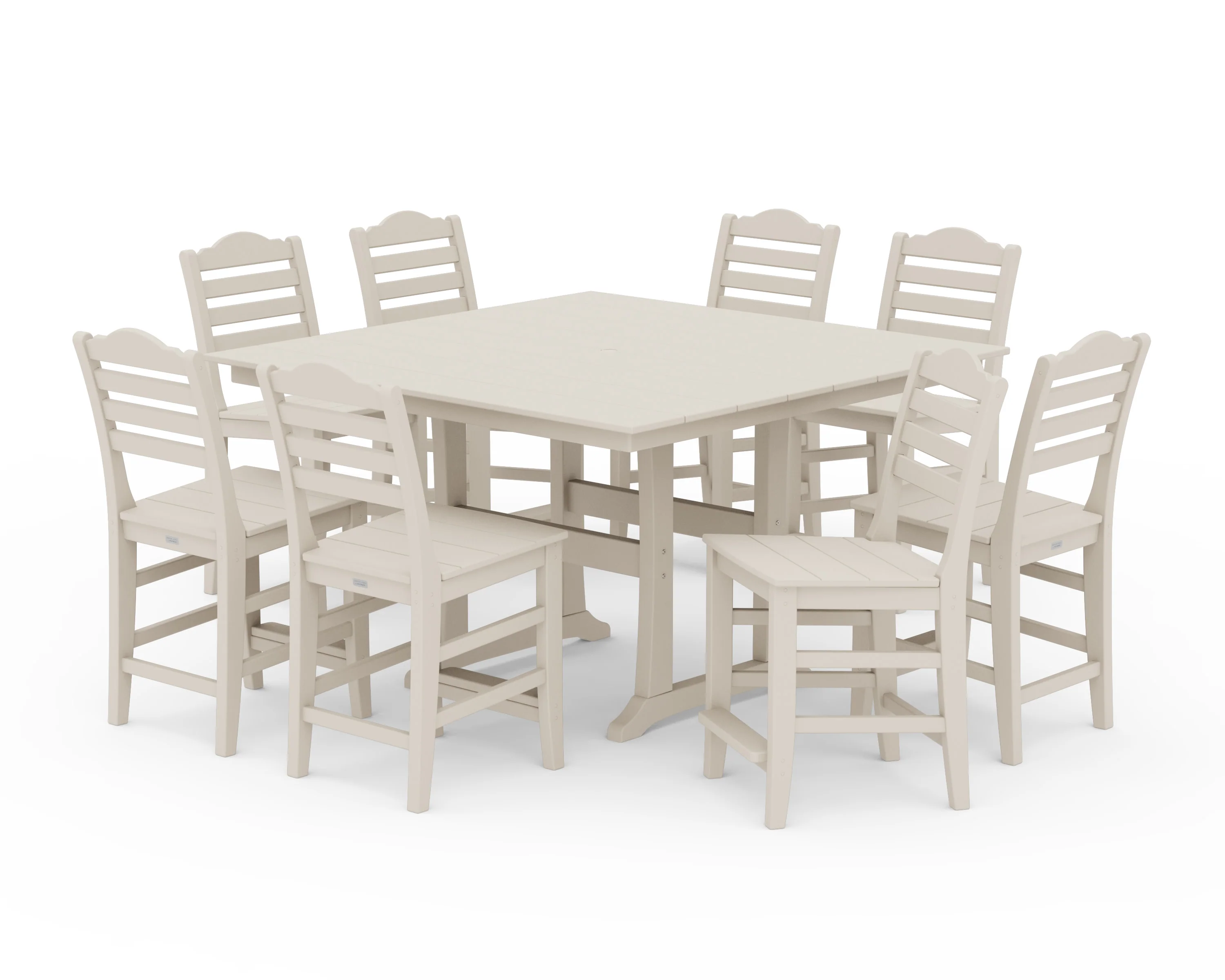 Savannah Side Chair 9-Piece Square Farmhouse Counter Set with Trestle Legs - Image 5