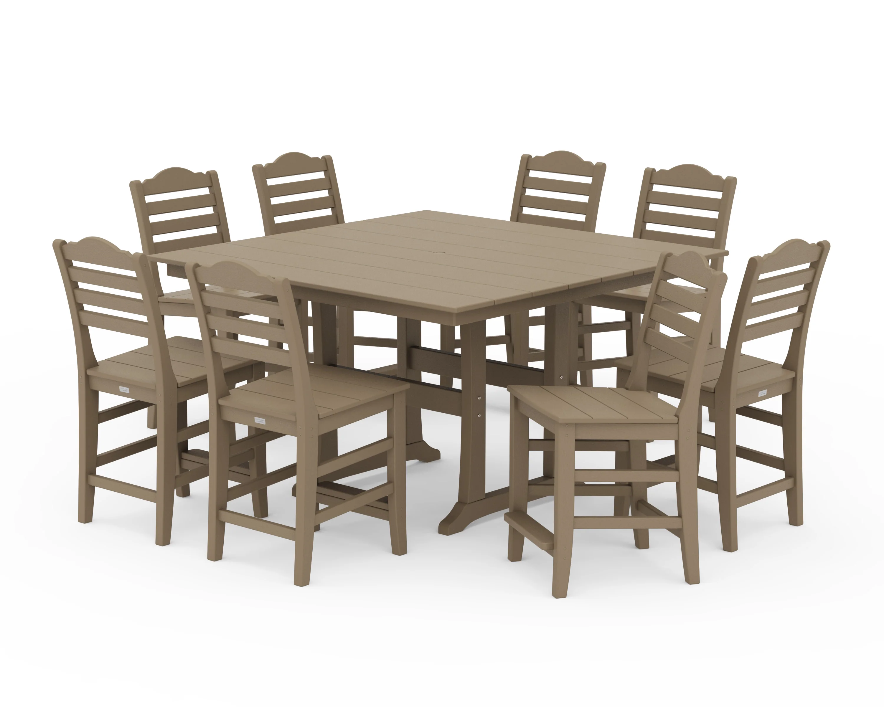 Savannah Side Chair 9-Piece Square Farmhouse Counter Set with Trestle Legs - Image 9
