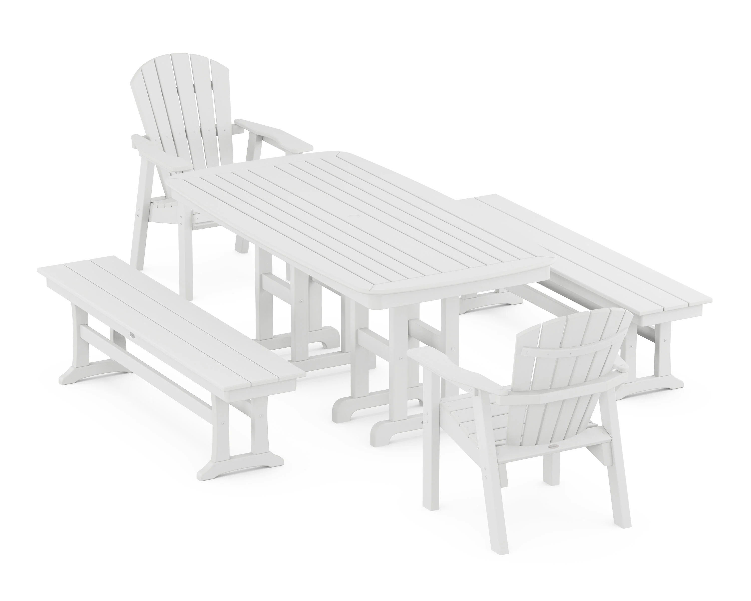 Seashell 5-Piece Dining Set with Benches - Image 9