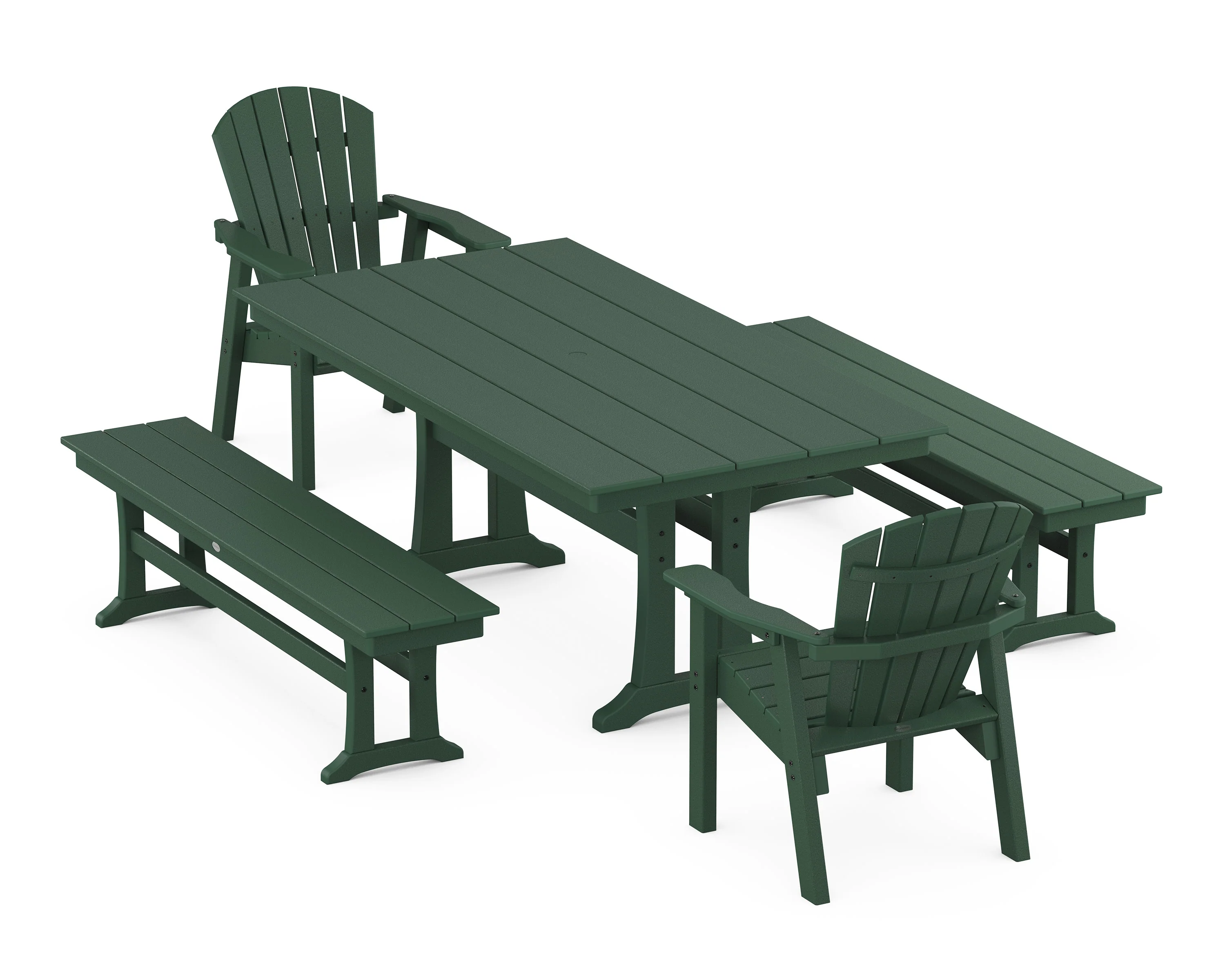 Seashell 5-Piece Farmhouse Dining Set With Trestle Legs - Image 4