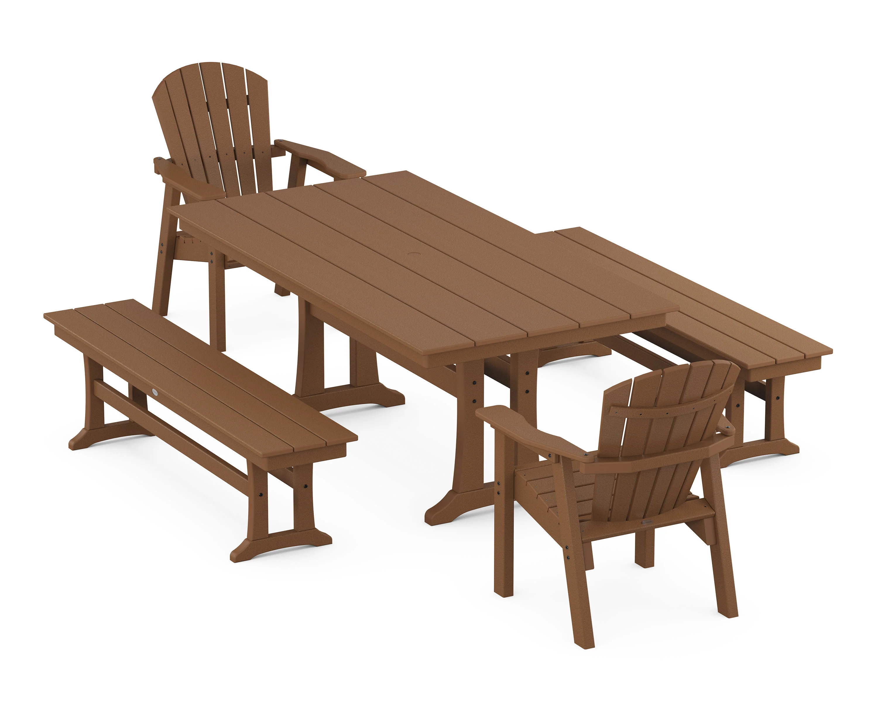 Seashell 5-Piece Farmhouse Dining Set With Trestle Legs - Image 5