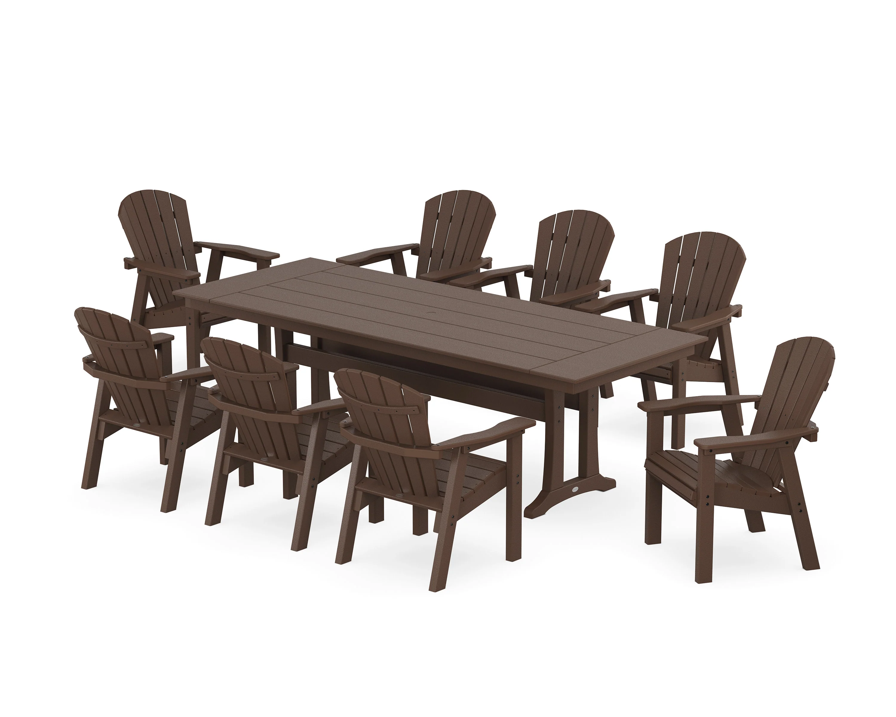 Seashell 9-Piece Farmhouse Dining Set with Trestle Legs - Image 7