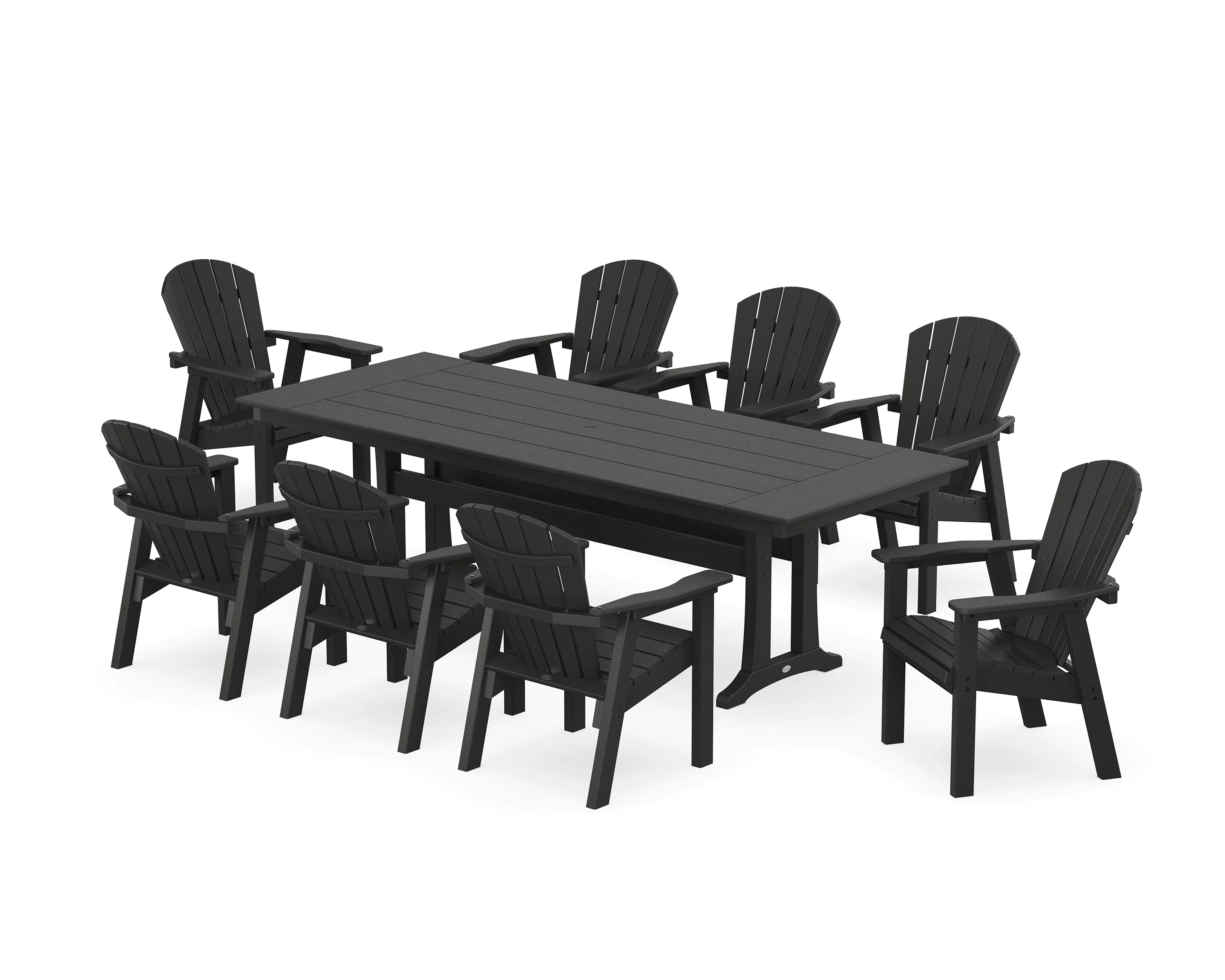 Seashell 9-Piece Farmhouse Dining Set with Trestle Legs - Image 8