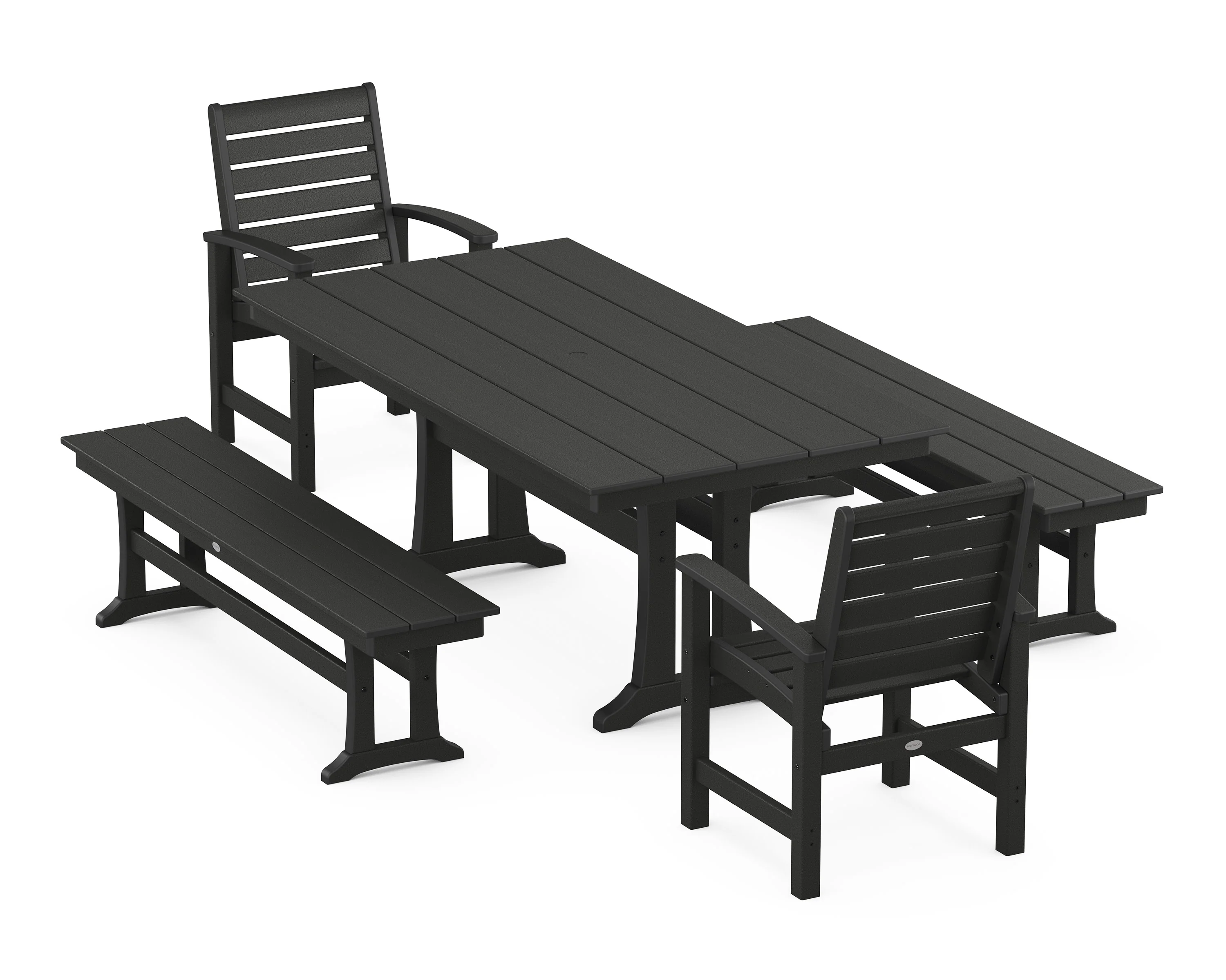 Signature 5-Piece Farmhouse Dining Set With Trestle Legs - Image 4