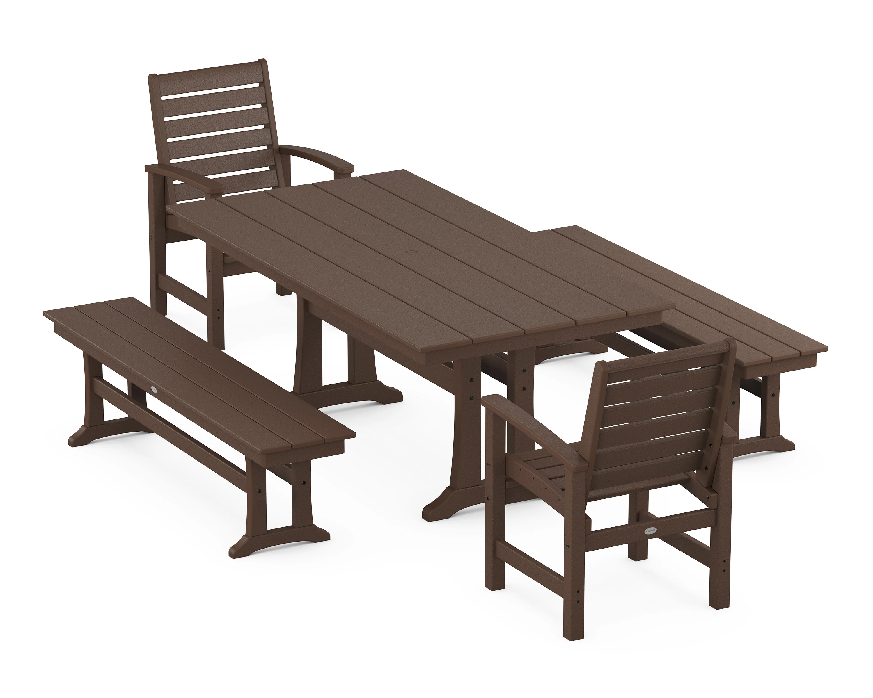 Signature 5-Piece Farmhouse Dining Set With Trestle Legs - Image 5