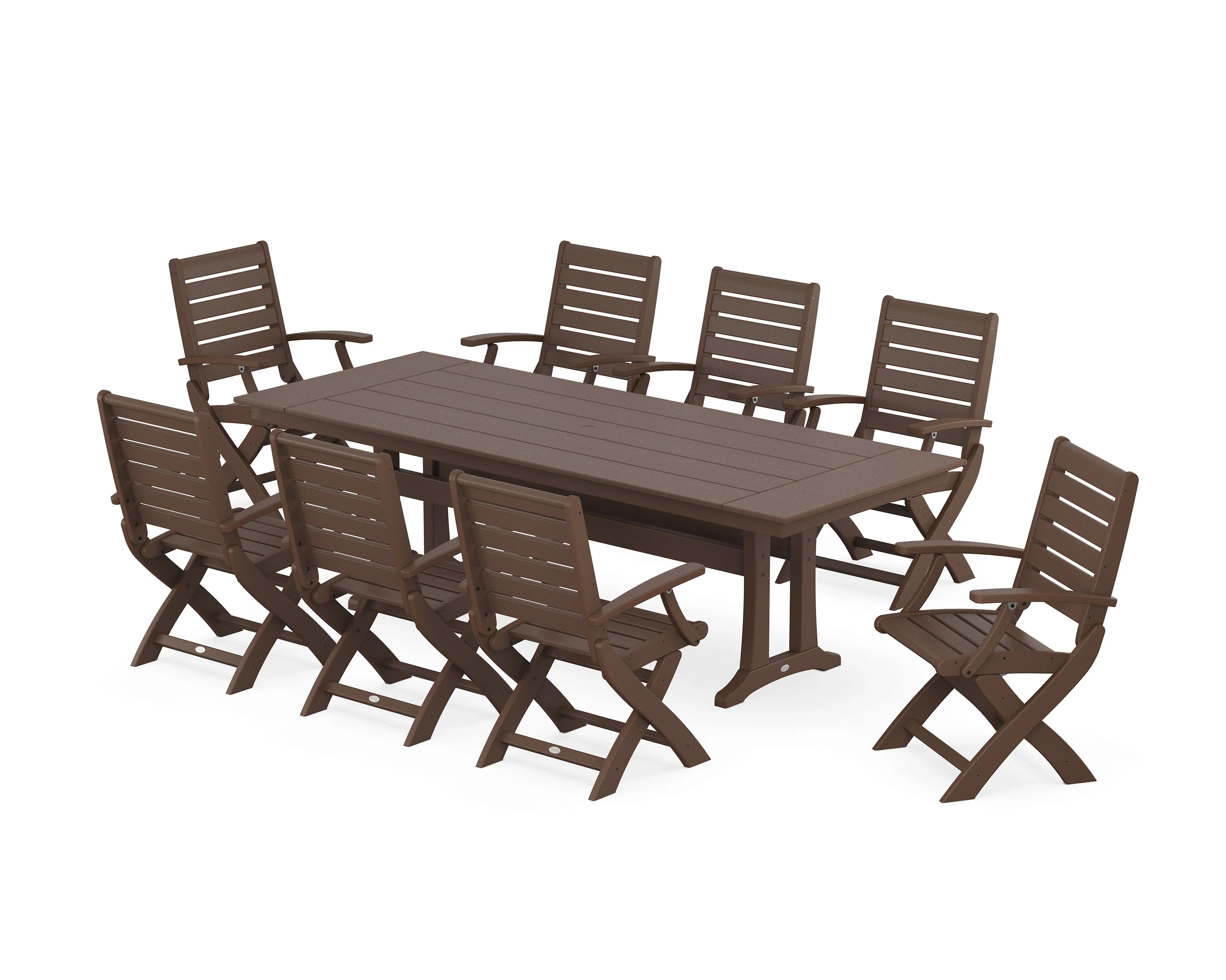 Signature Folding 9-Piece Farmhouse Trestle Dining Set with Trestle Legs - Image 6