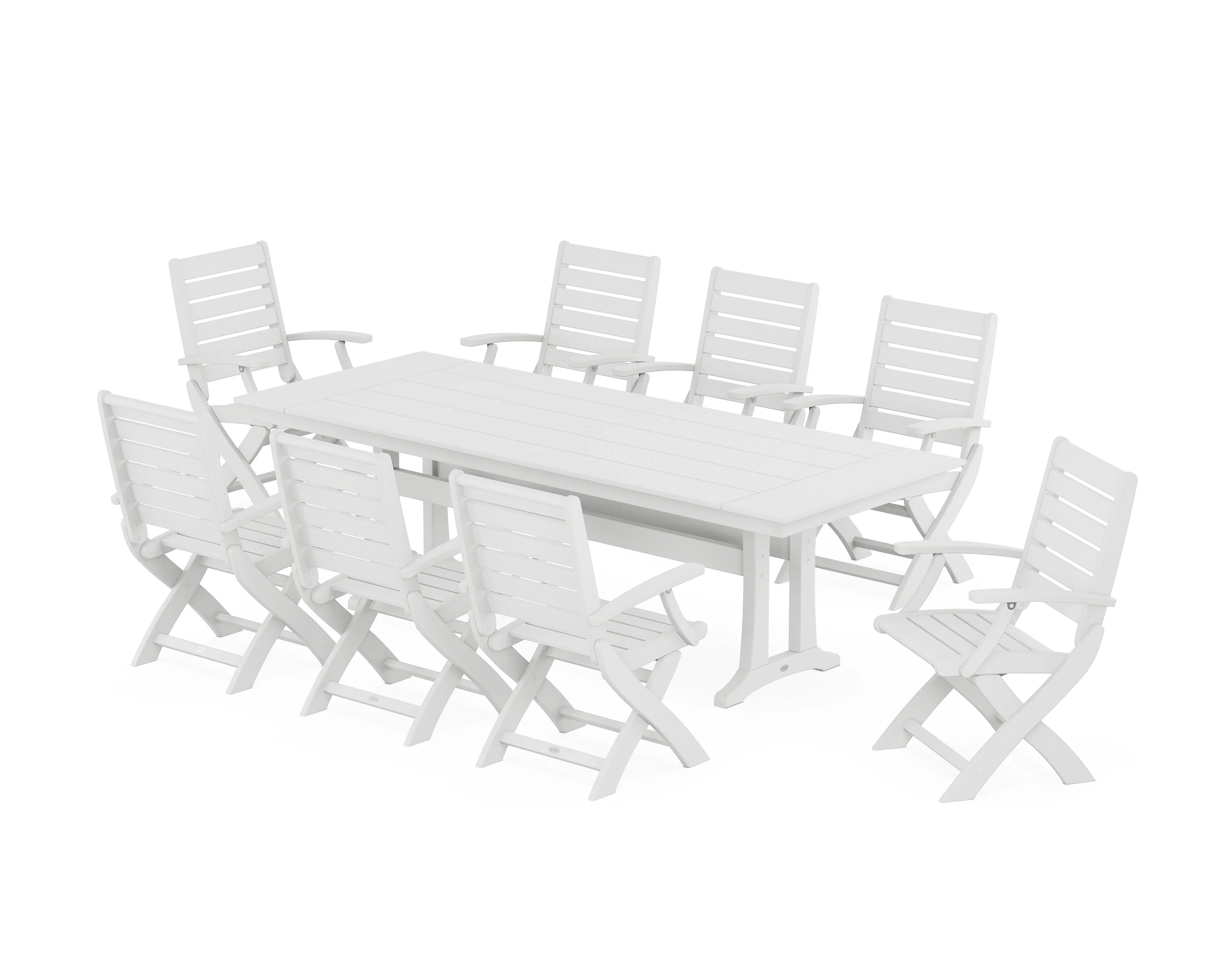 Signature Folding 9-Piece Farmhouse Trestle Dining Set with Trestle Legs - Image 8